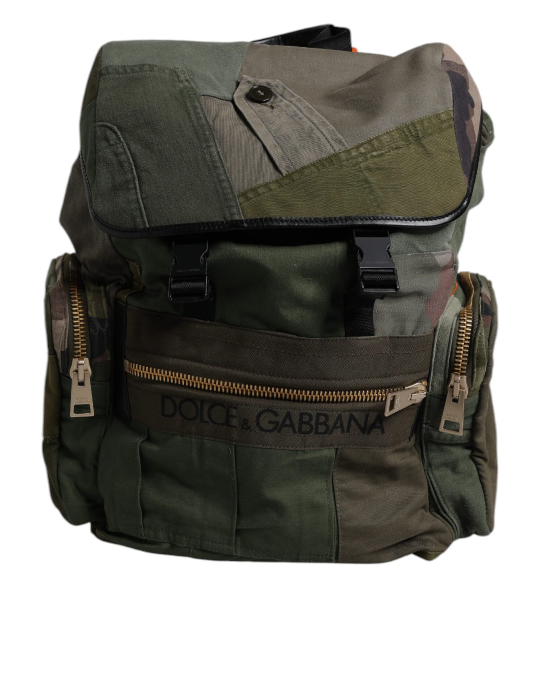Dolce & Gabbana Military Green Patchwork Travel Backpack Bag | Regal Royce