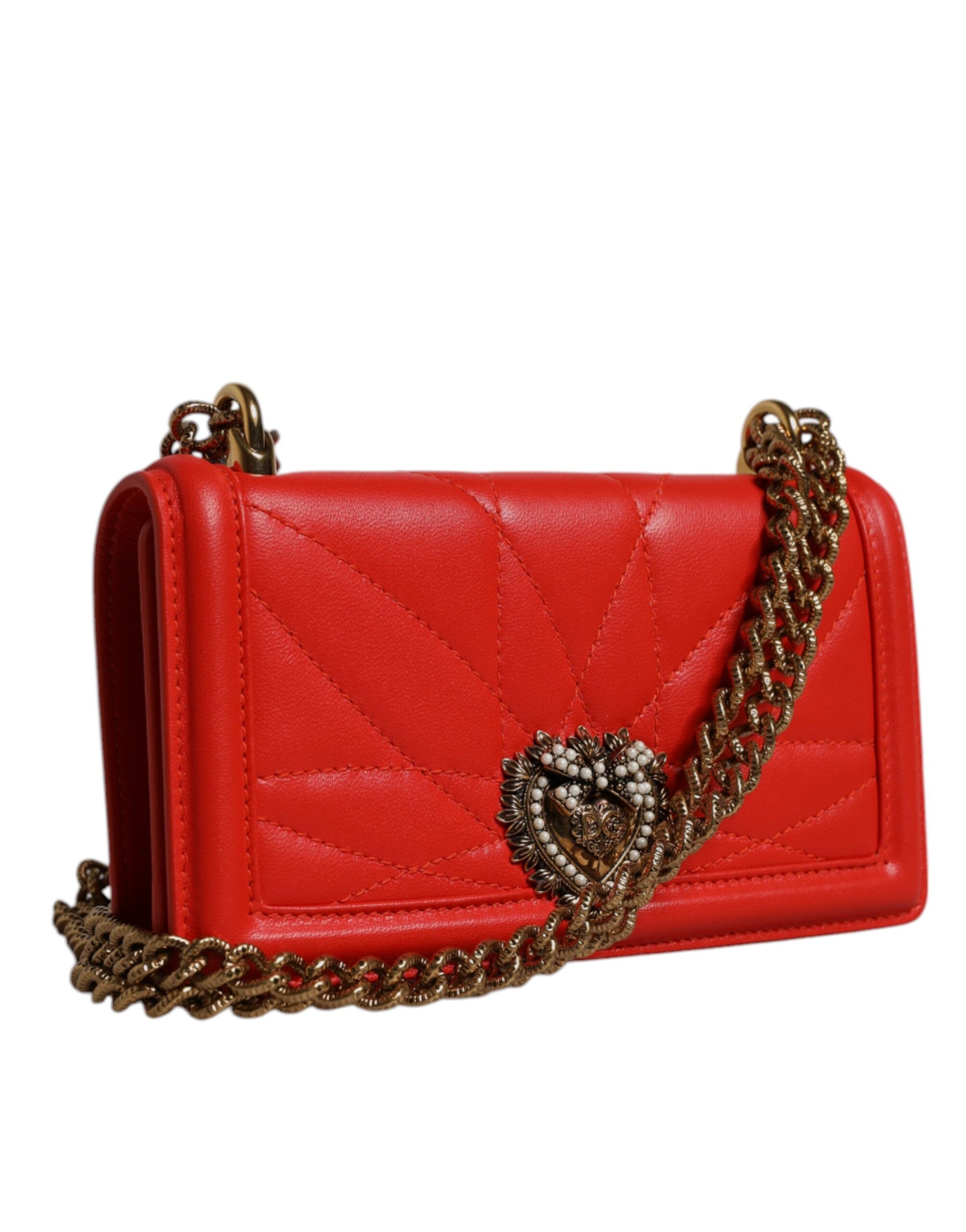 Dolce & Gabbana Red Quilted Devotion Crossbody Chain Phone Cover Bag | Regal Royce