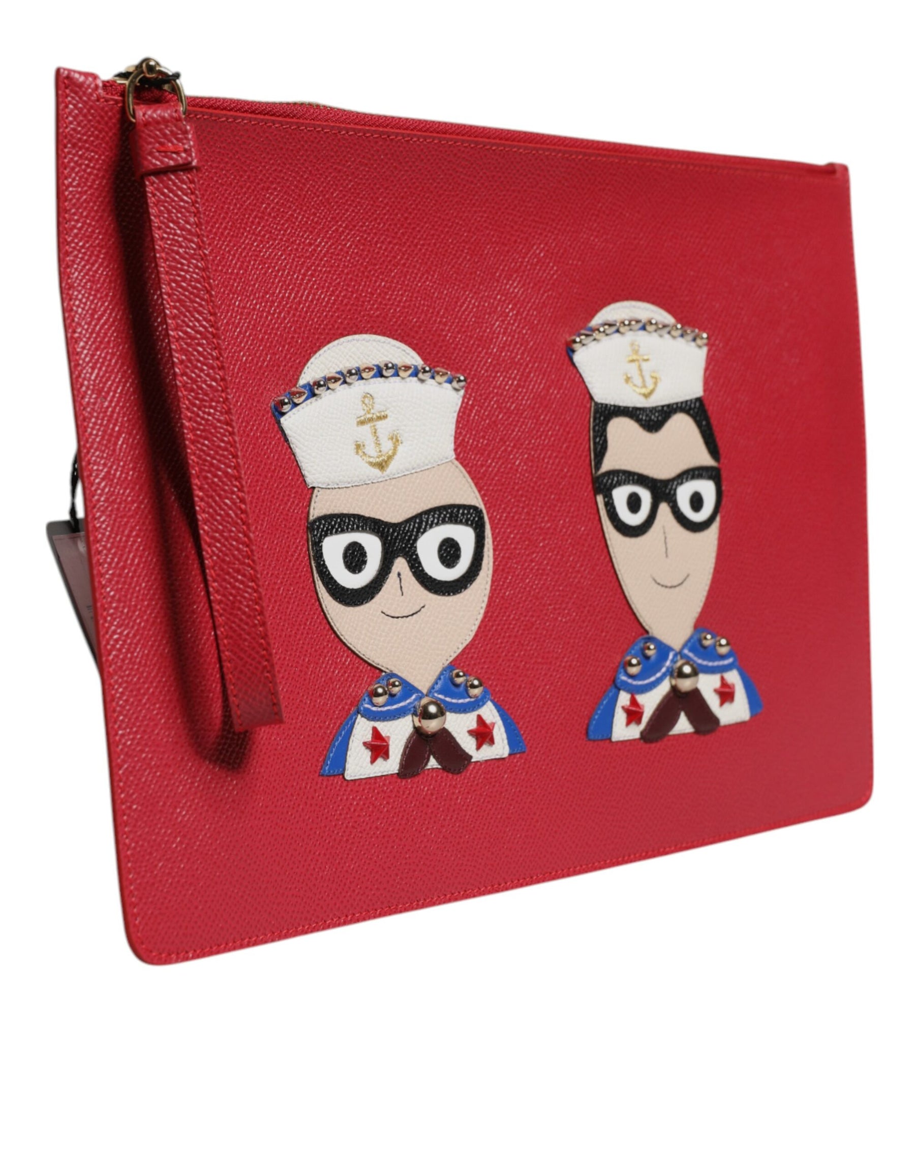 Dolce & Gabbana Red #DGFamily Embellished Leather Clutch Bag | Regal Royce