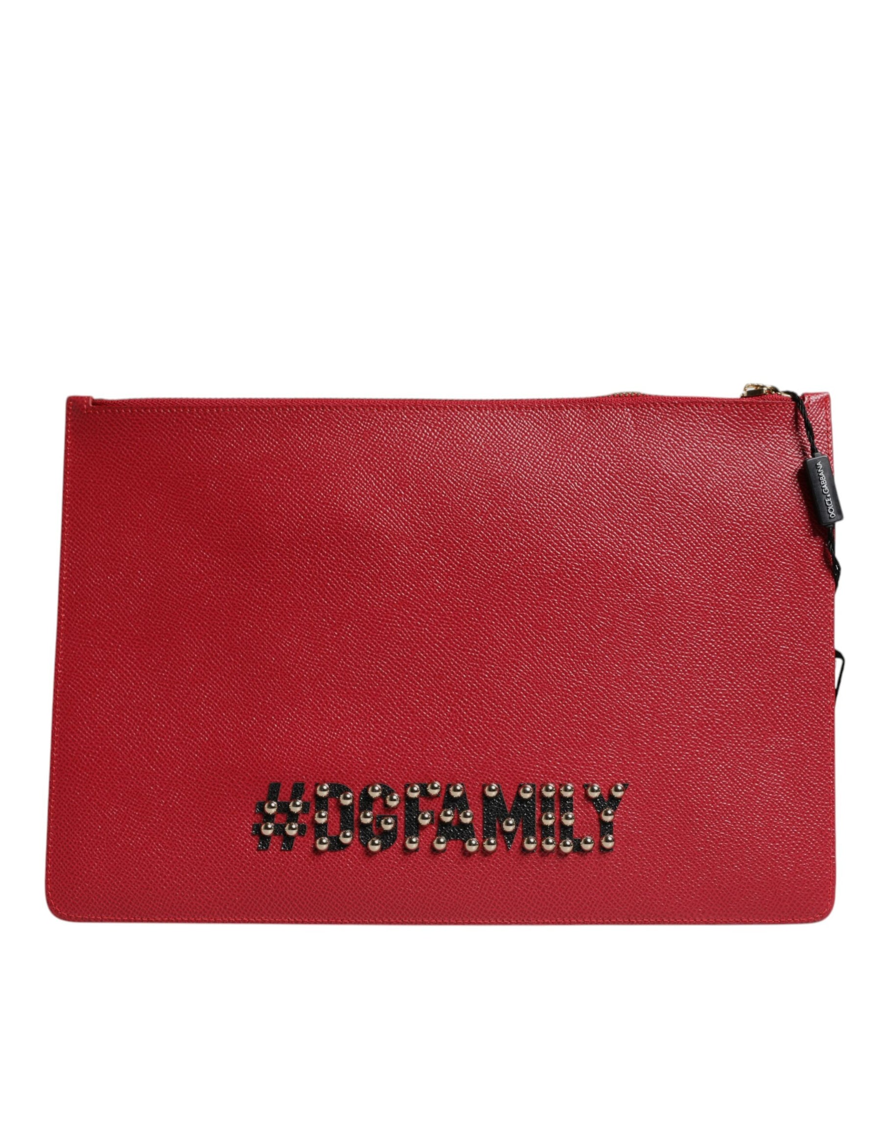 Dolce & Gabbana Red #DGFamily Embellished Leather Clutch Bag | Regal Royce