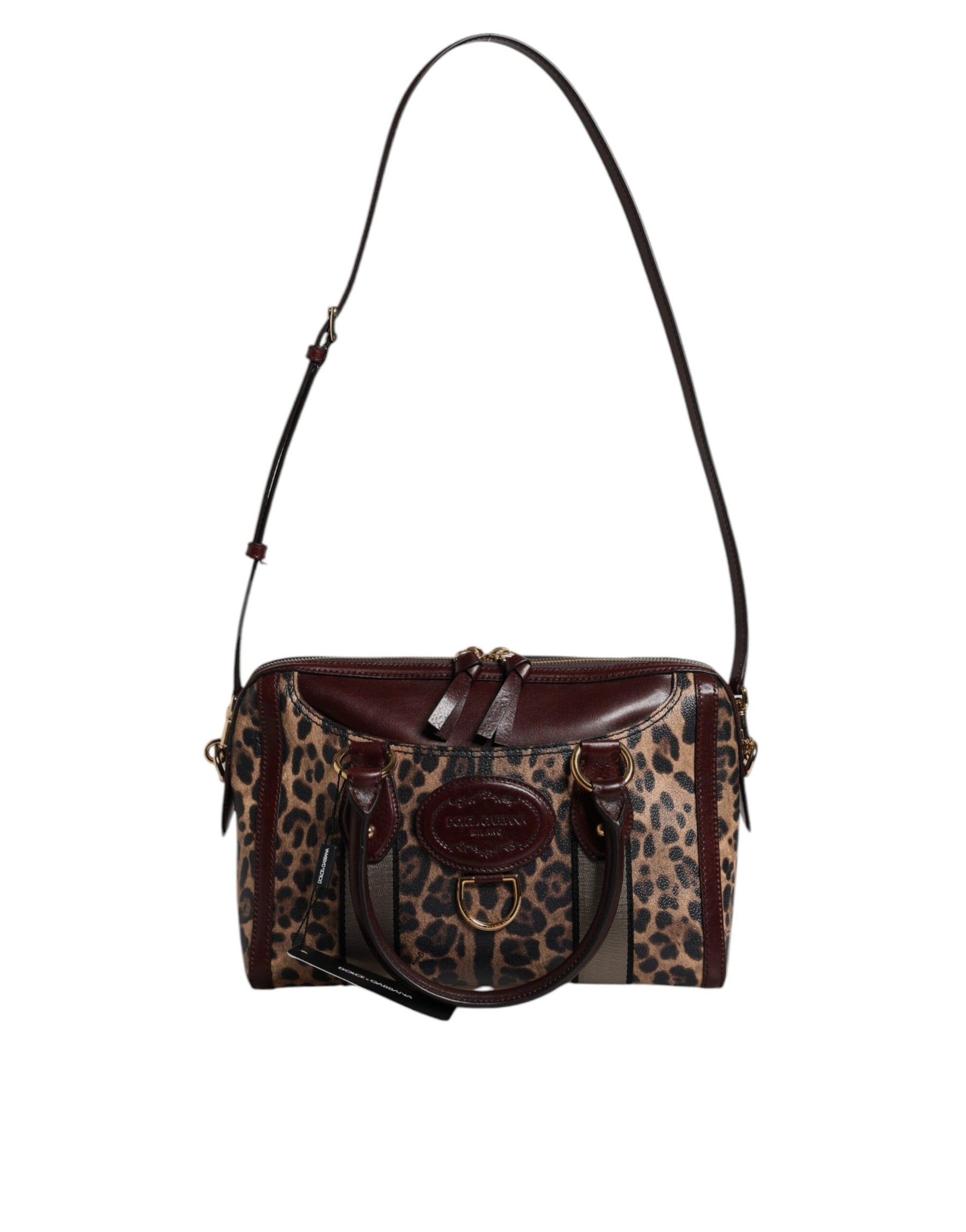 Dolce & Gabbana Brown Leopard Leather Shoulder Strap Duffle Bag | Regal Royce