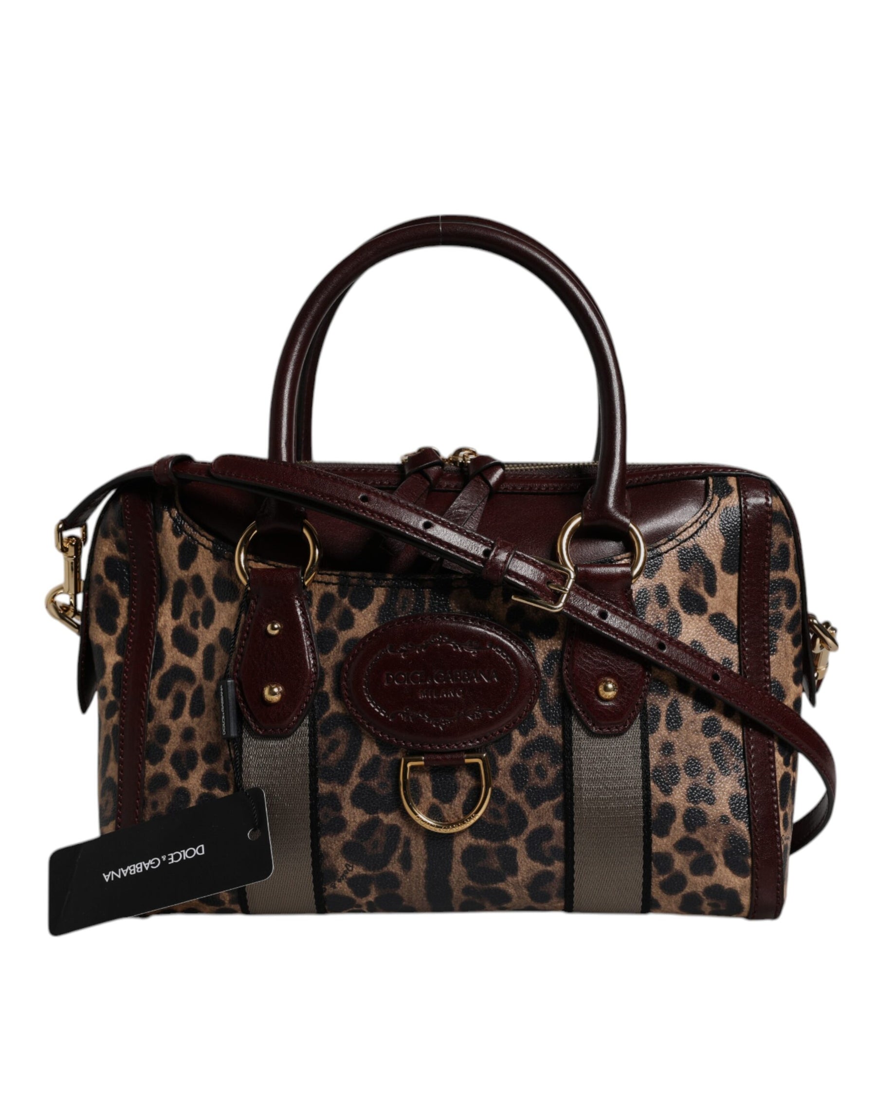 Dolce & Gabbana Brown Leopard Leather Shoulder Strap Duffle Bag | Regal Royce