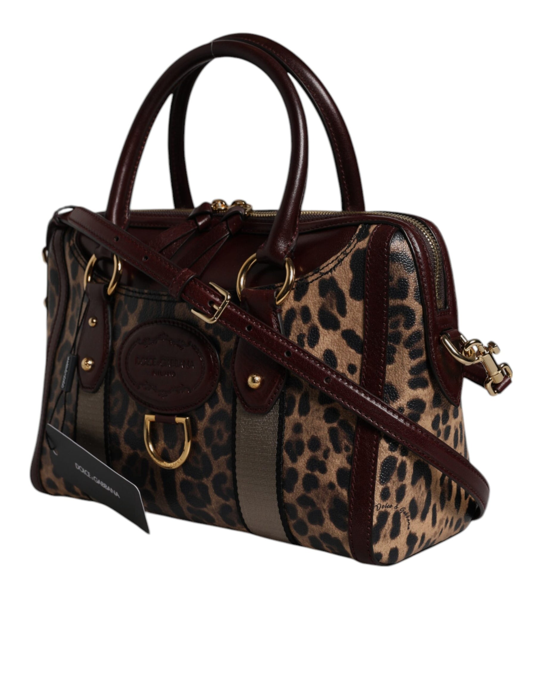 Dolce & Gabbana Brown Leopard Leather Shoulder Strap Duffle Bag | Regal Royce
