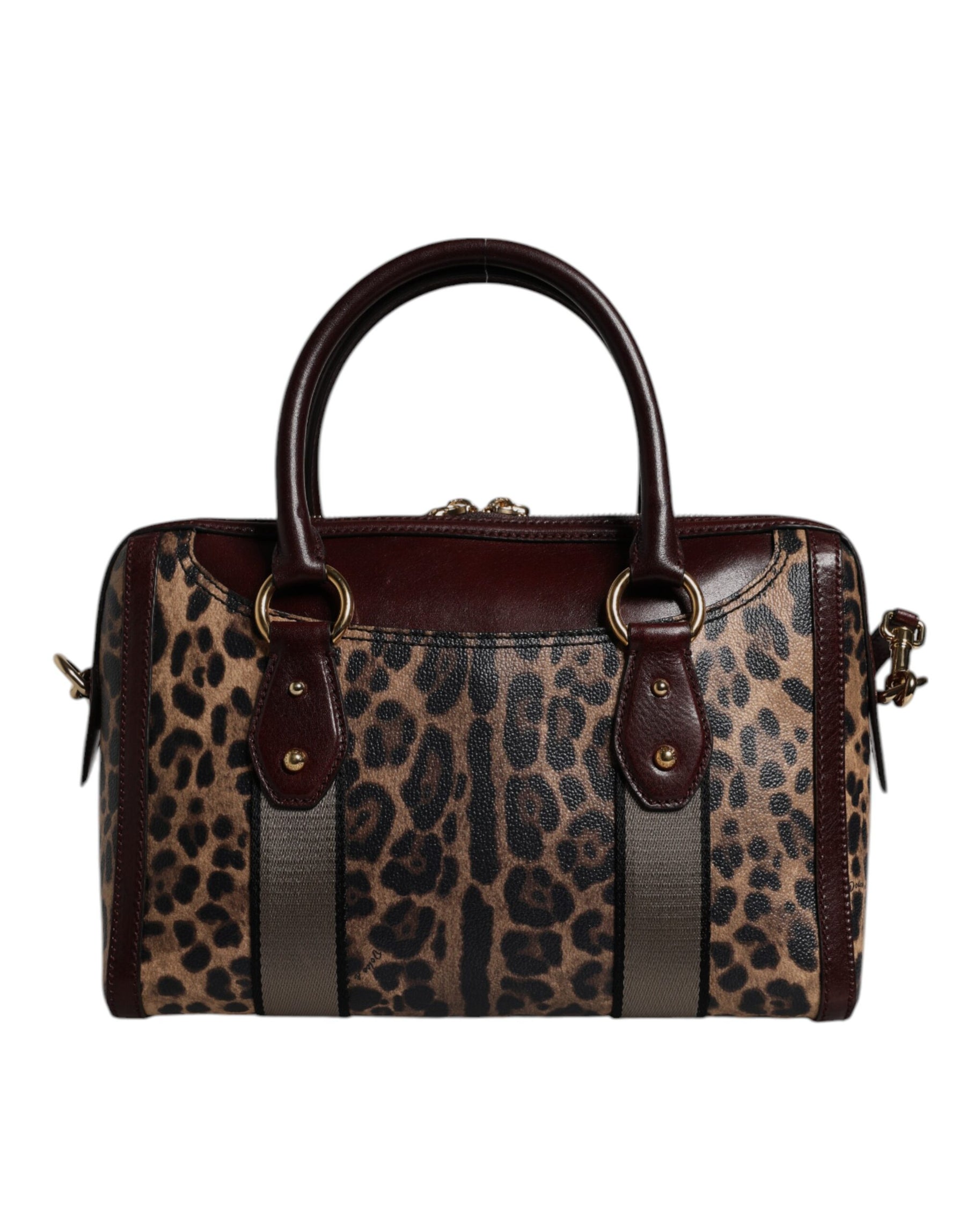 Dolce & Gabbana Brown Leopard Leather Shoulder Strap Duffle Bag | Regal Royce