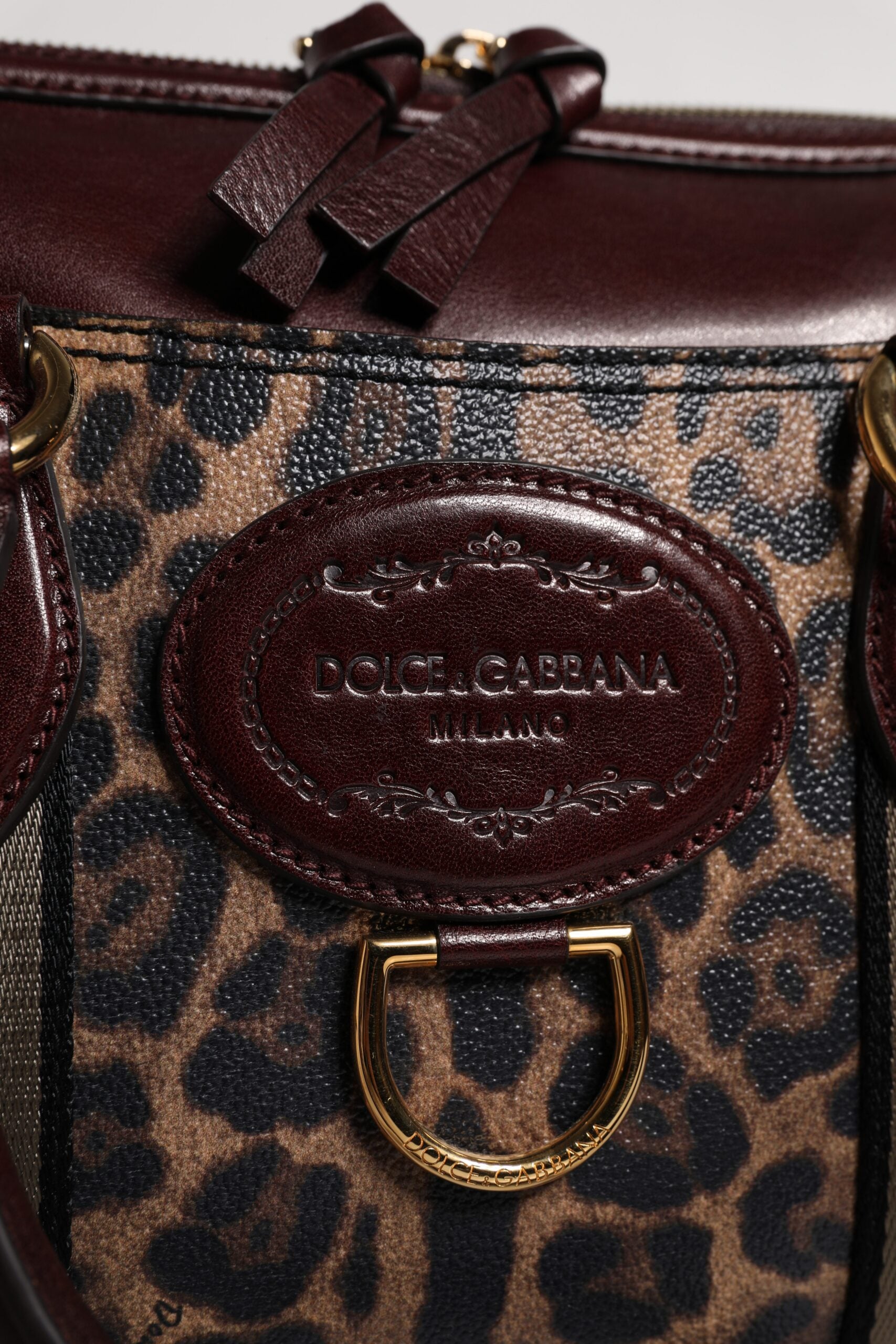 Dolce & Gabbana Brown Leopard Leather Shoulder Strap Duffle Bag | Regal Royce