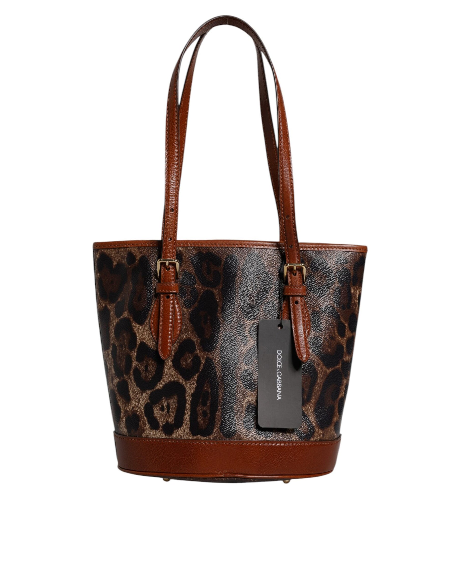 Dolce & Gabbana Brown Leopard Leather Shoulder Strap Tote Bag | Regal Royce
