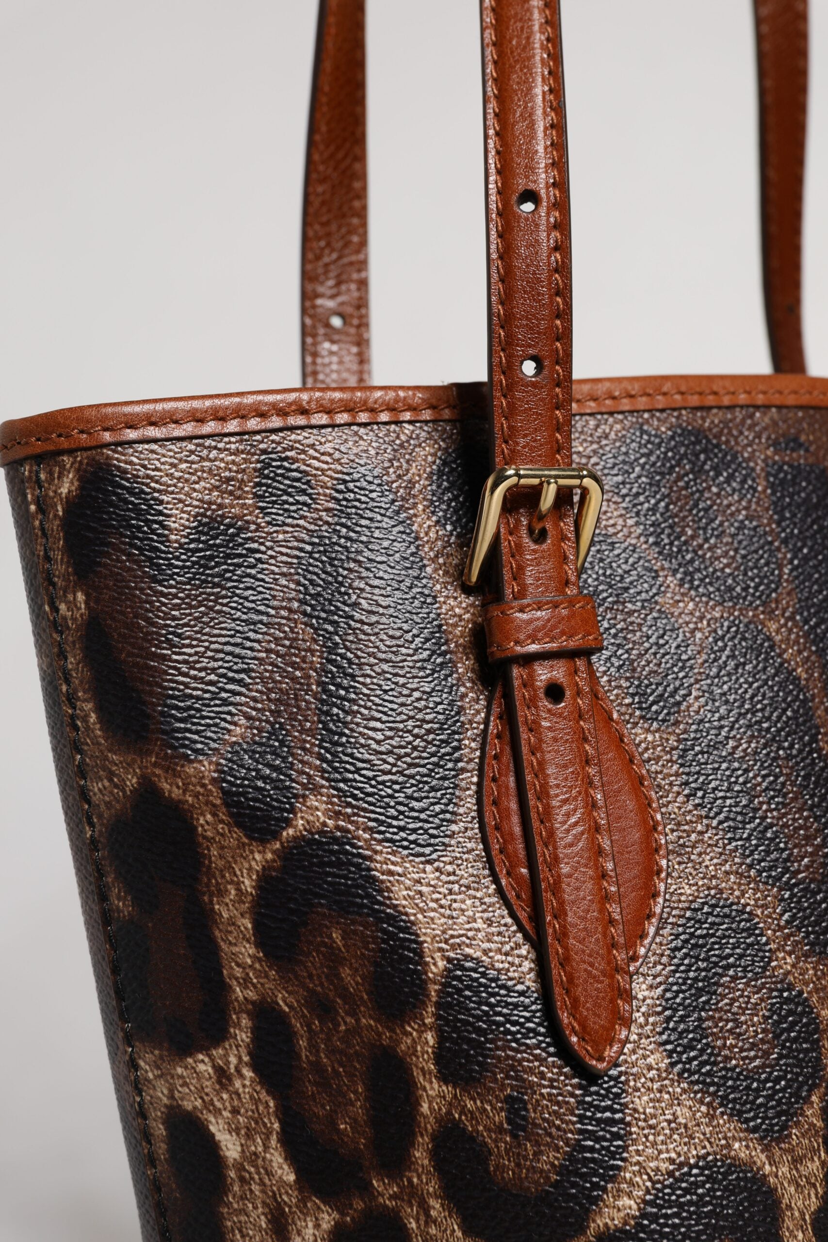 Dolce & Gabbana Brown Leopard Leather Shoulder Strap Tote Bag | Regal Royce
