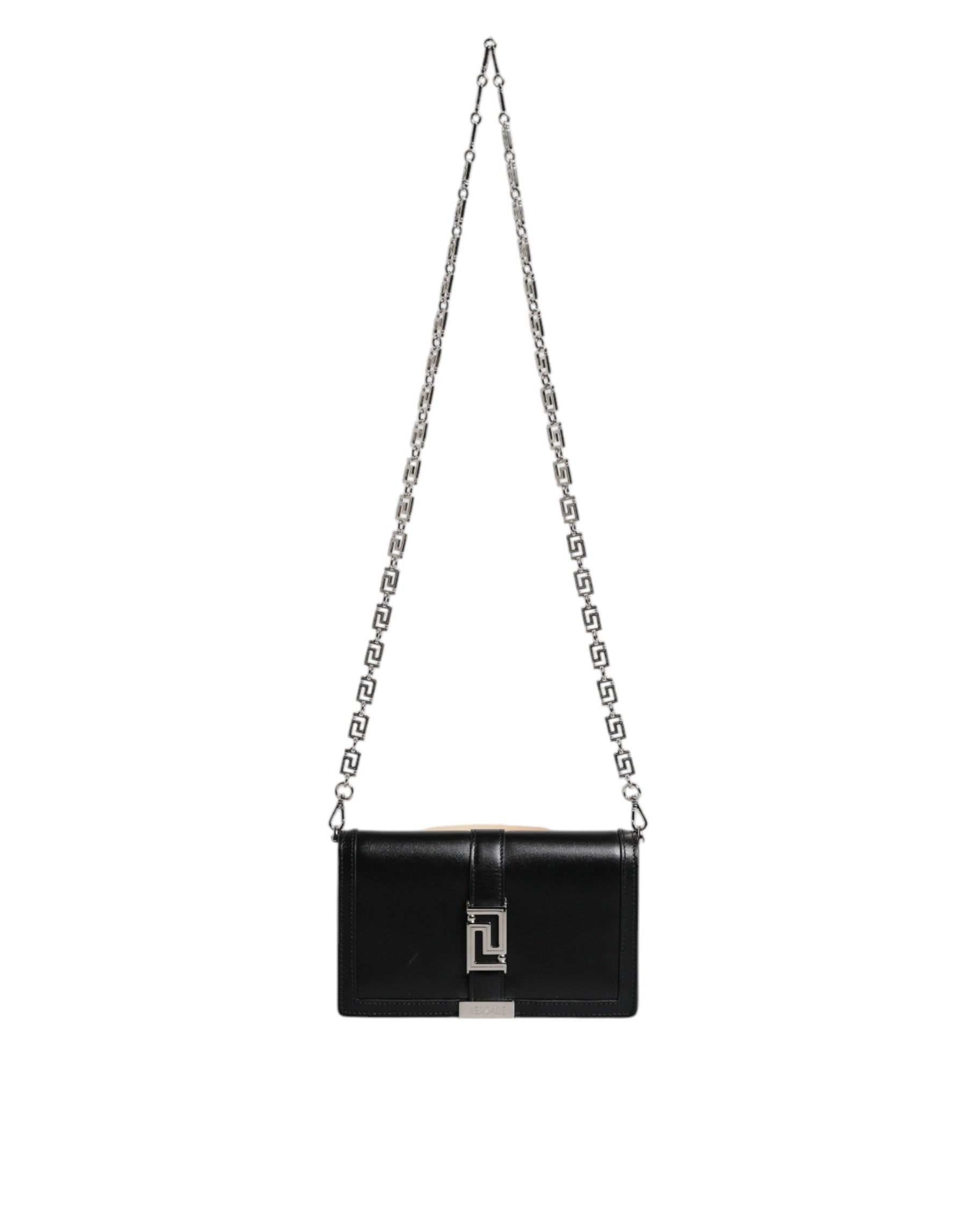 Versace Black Calfskin Leather Chain Strap Shoulder Crossbody Bag | Regal Royce