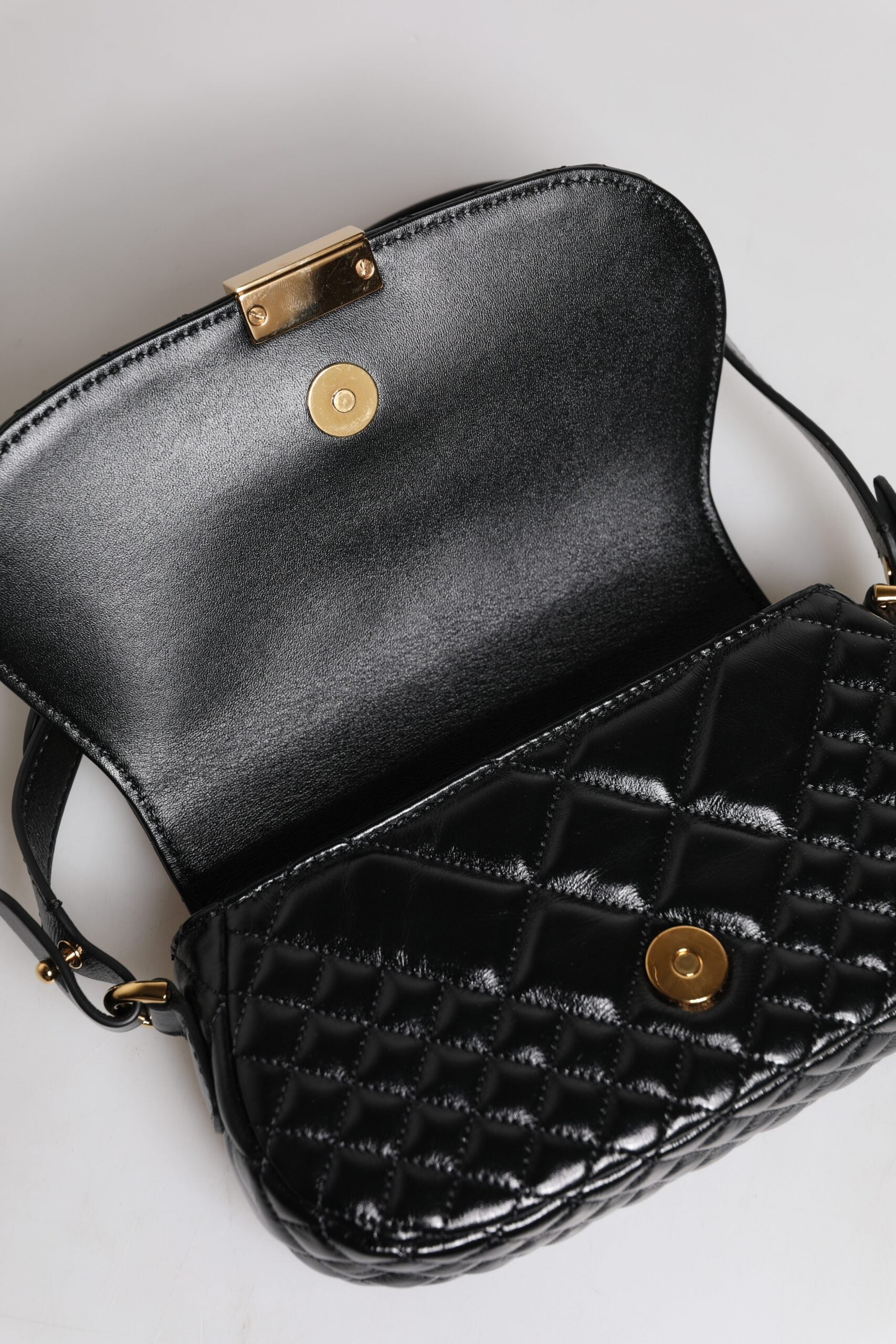 Versace Black Calf Leather Quilted Shoulder Strap Bag | Regal Royce