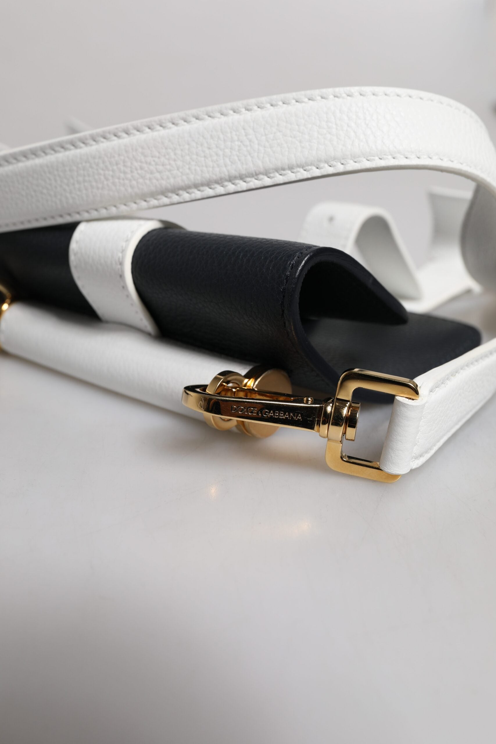 Dolce & Gabbana Blue White Calfskin Leather Crossbody Shoulder Bag | Regal Royce