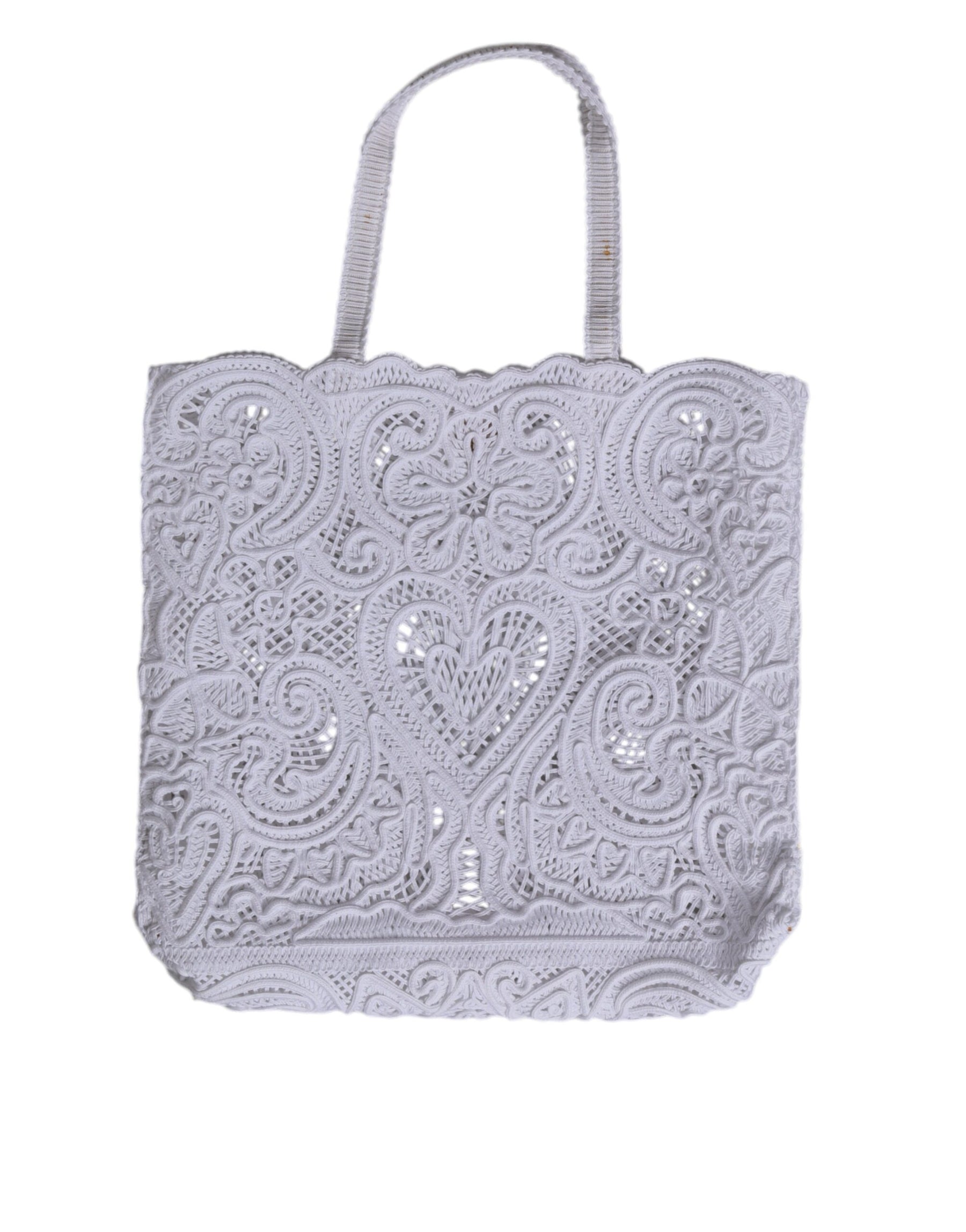 Dolce & Gabbana White Cordonetto Lace Beatrice Tote Shopping Bag | Regal Royce