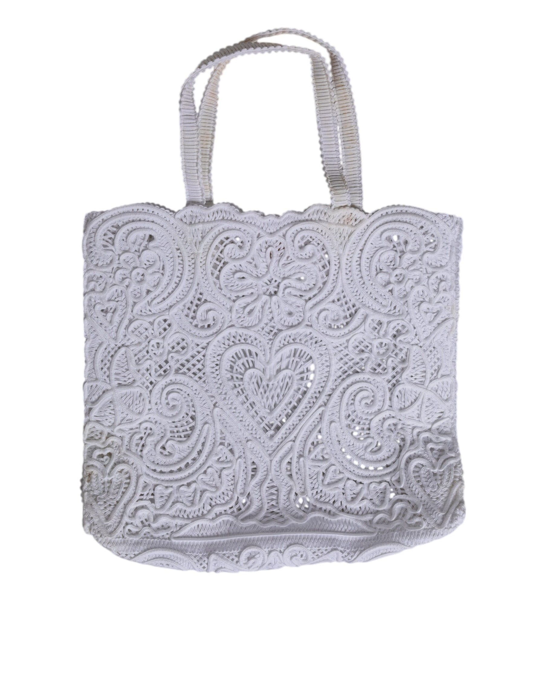 Dolce & Gabbana White Cordonetto Lace Beatrice Tote Shopping Bag | Regal Royce