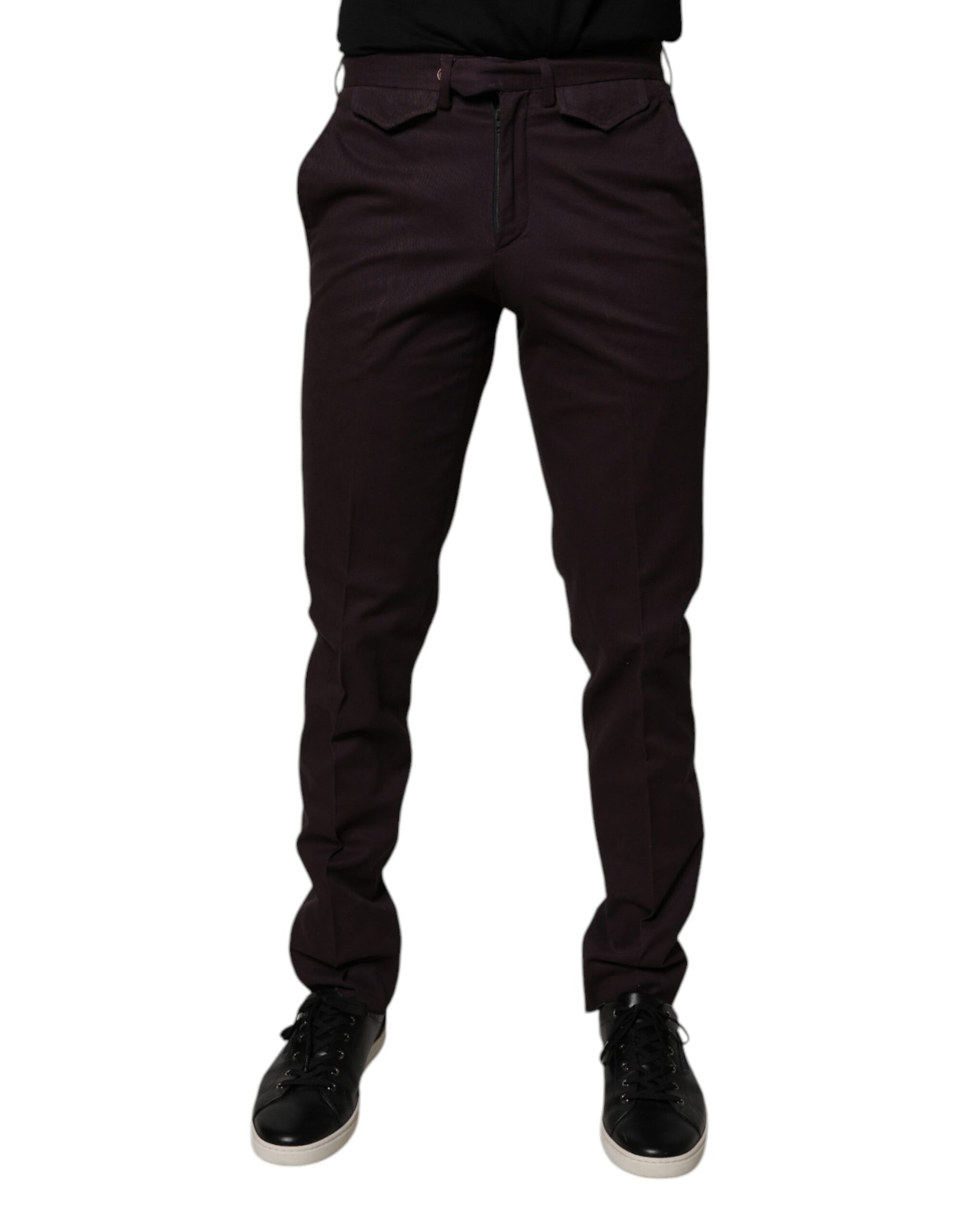BENCIVENGA Brown Pure Cotton Slim Fit Men Dress Pants | Regal Royce