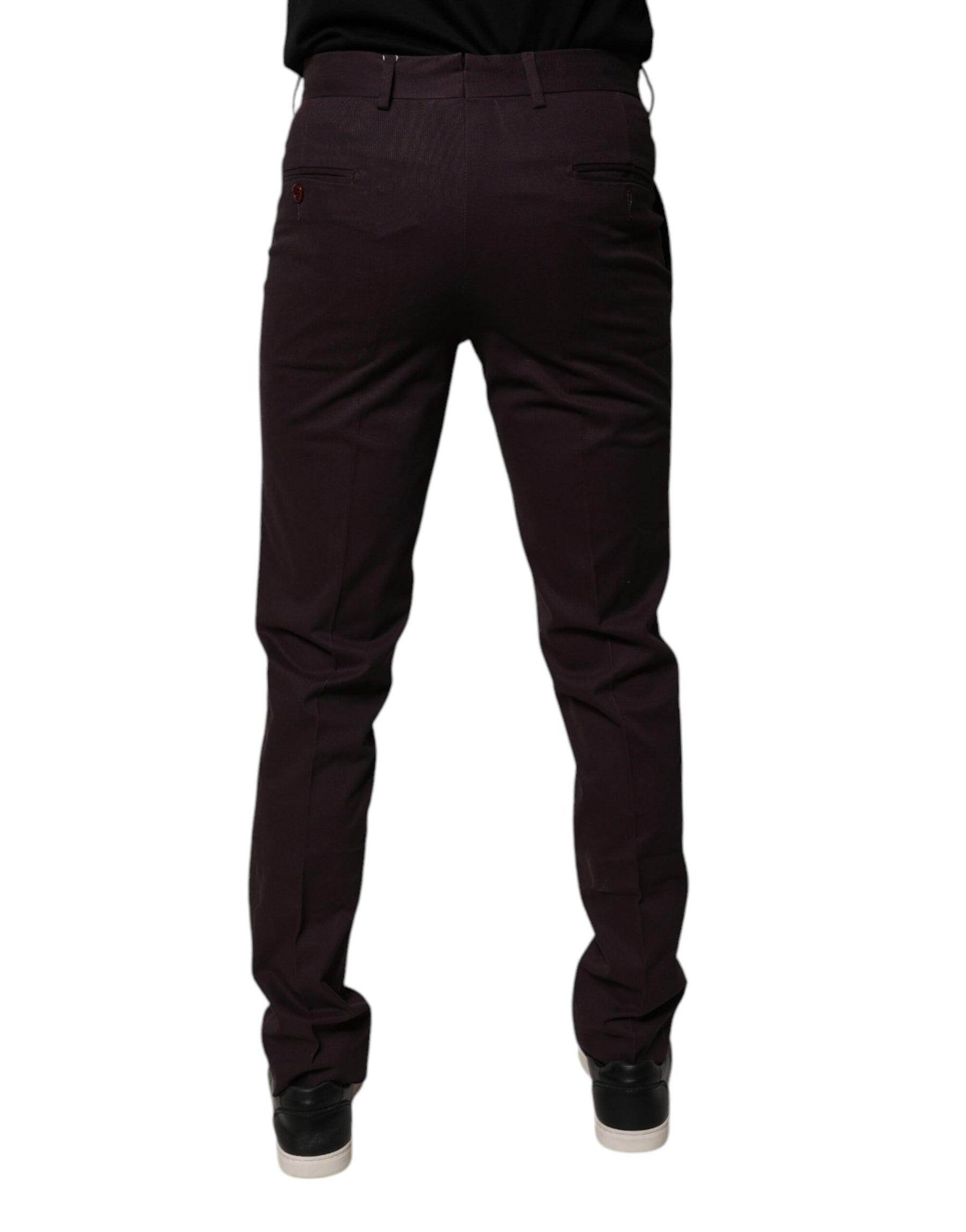 BENCIVENGA Brown Pure Cotton Slim Fit Men Dress Pants | Regal Royce