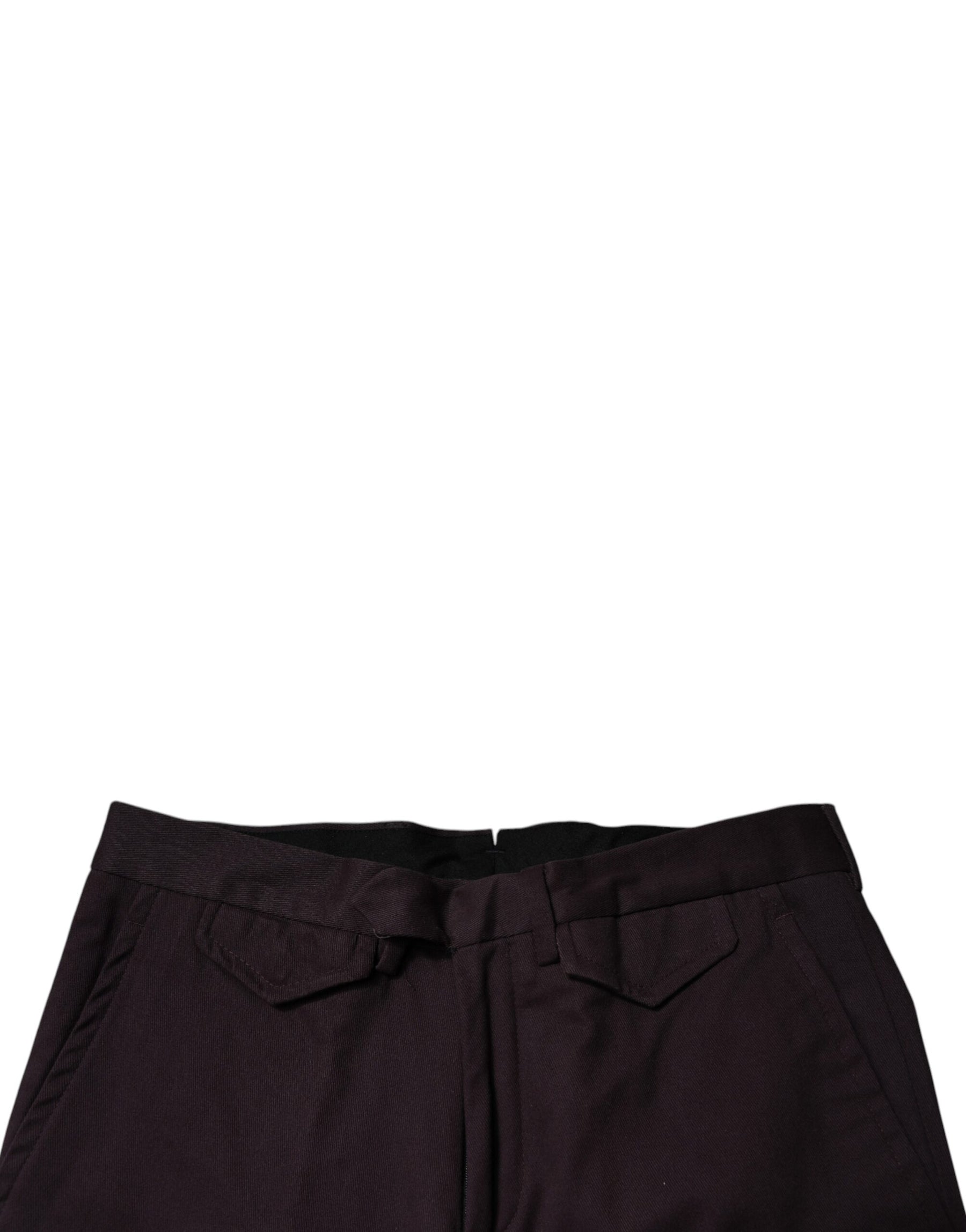 BENCIVENGA Brown Pure Cotton Slim Fit Men Dress Pants | Regal Royce