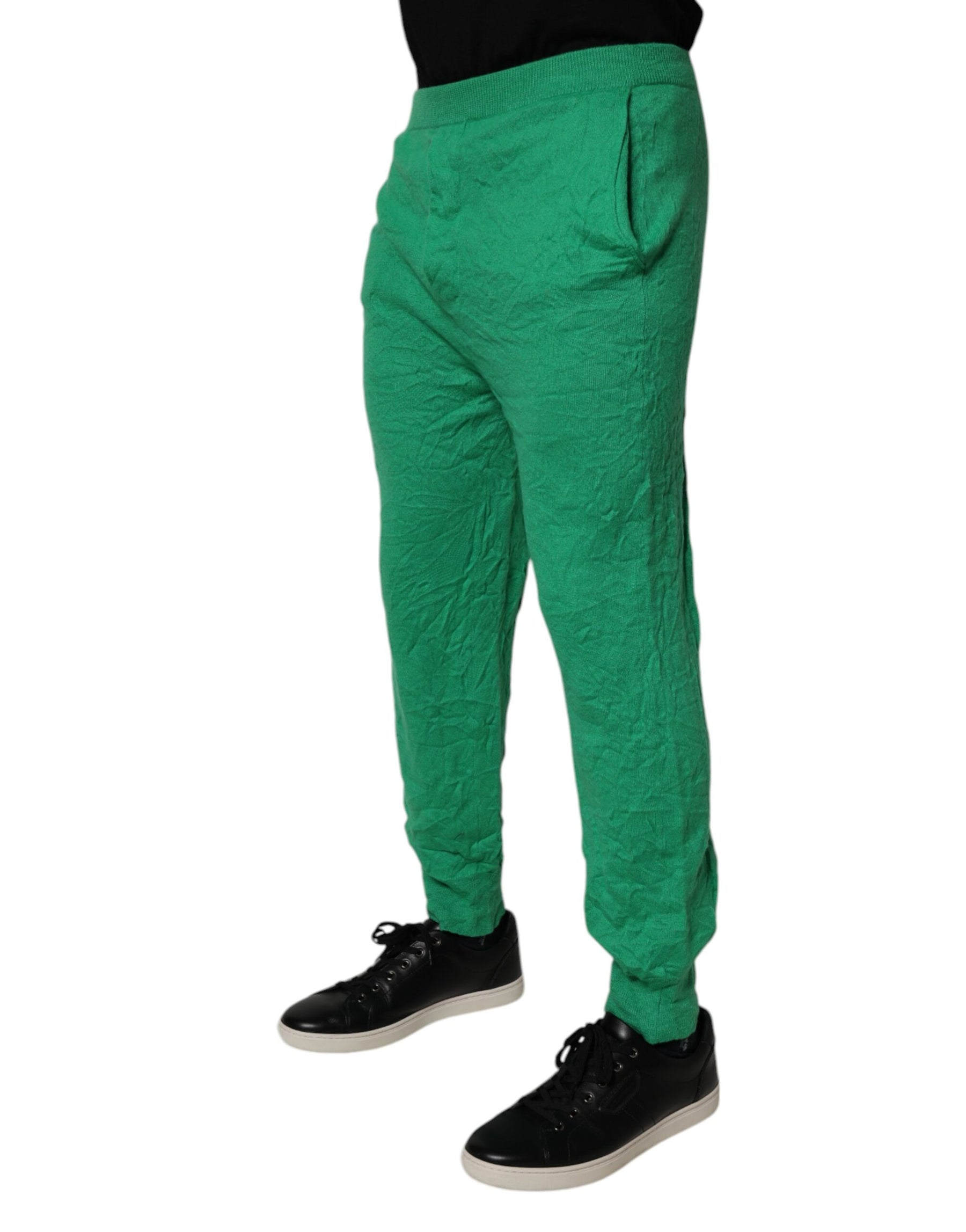 Dsquared² Green Cotton Elastic Waist Men Casual Pants | Regal Royce