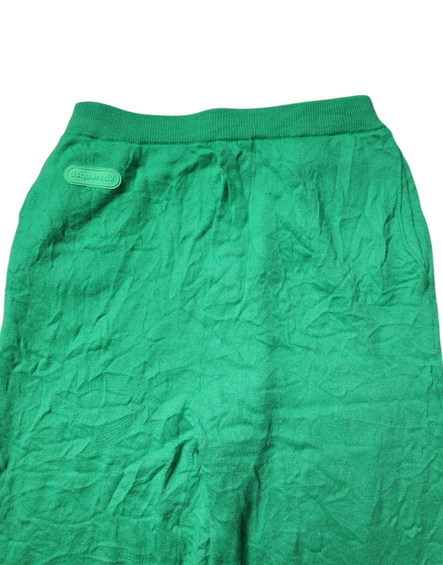 Dsquared² Green Cotton Elastic Waist Men Casual Pants | Regal Royce