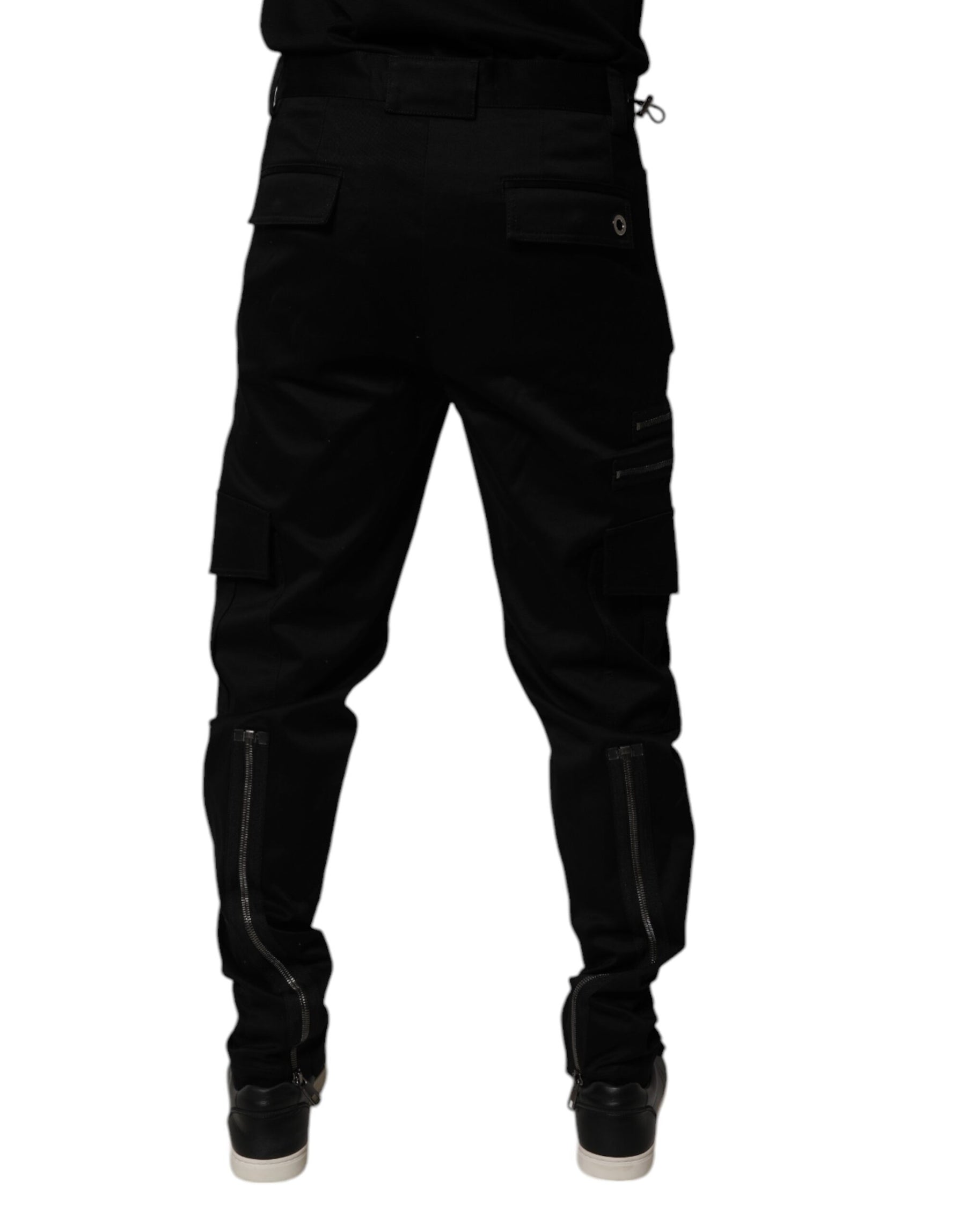 Dolce & Gabbana Black Cotton Cargo Tapered Pants | Regal Royce