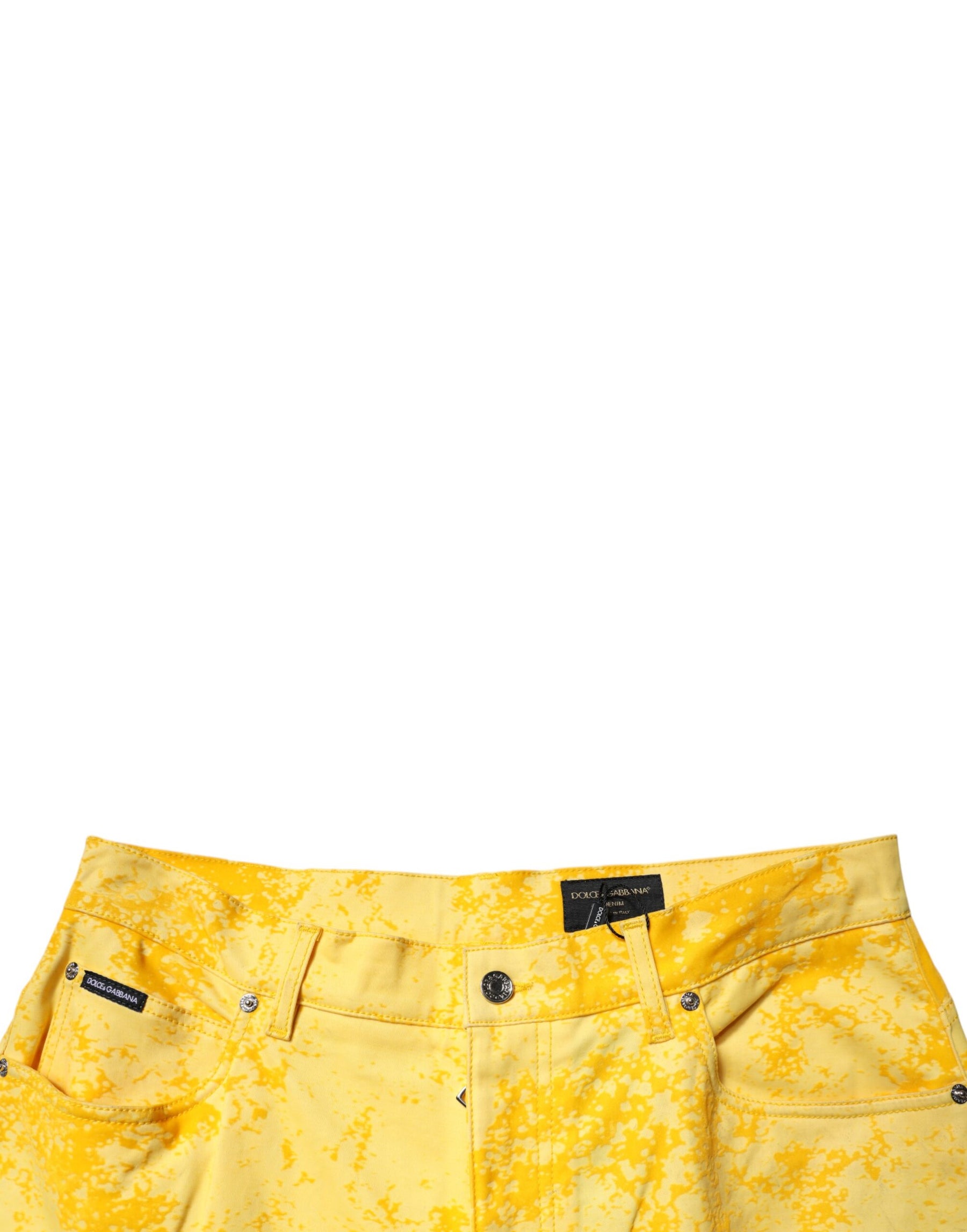 Dolce & Gabbana Yellow Tie Dye Cotton Straight Denim Jeans | Regal Royce