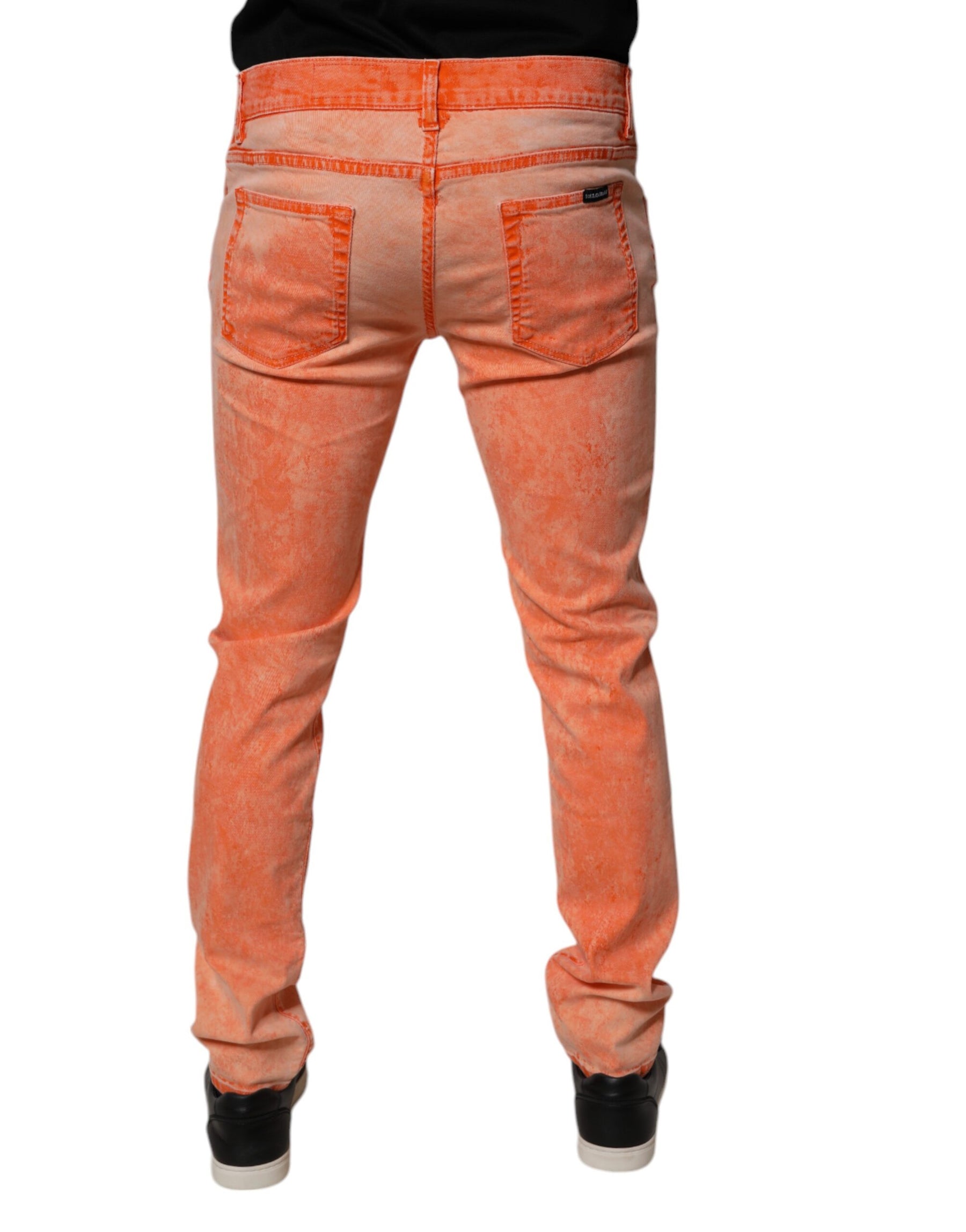 Dolce & Gabbana Orange Tie Dye Cotton Skinny Men Denim Jeans | Regal Royce