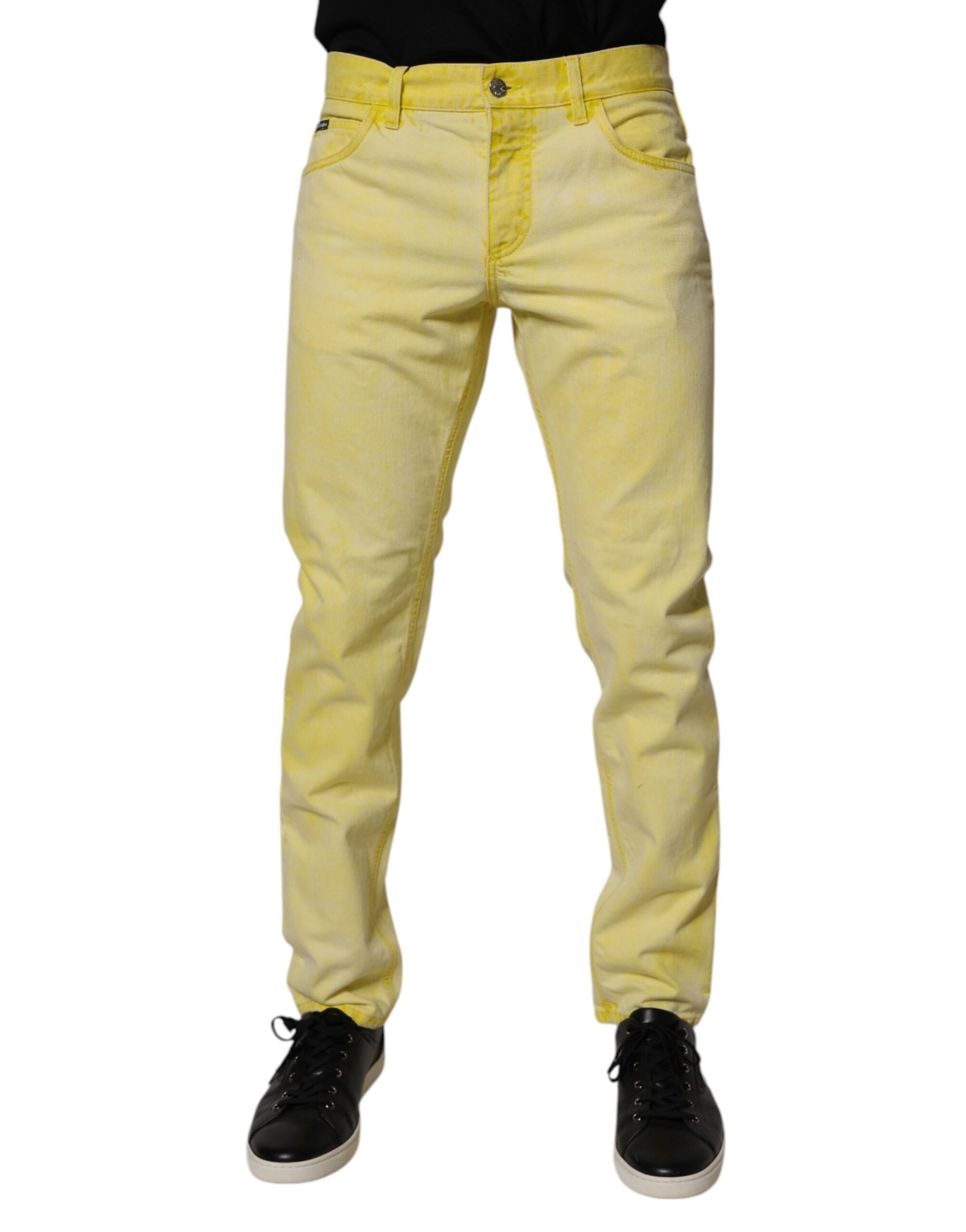 Dolce & Gabbana Yellow Cotton Stretch Skinny Men Denim Jeans | Regal Royce