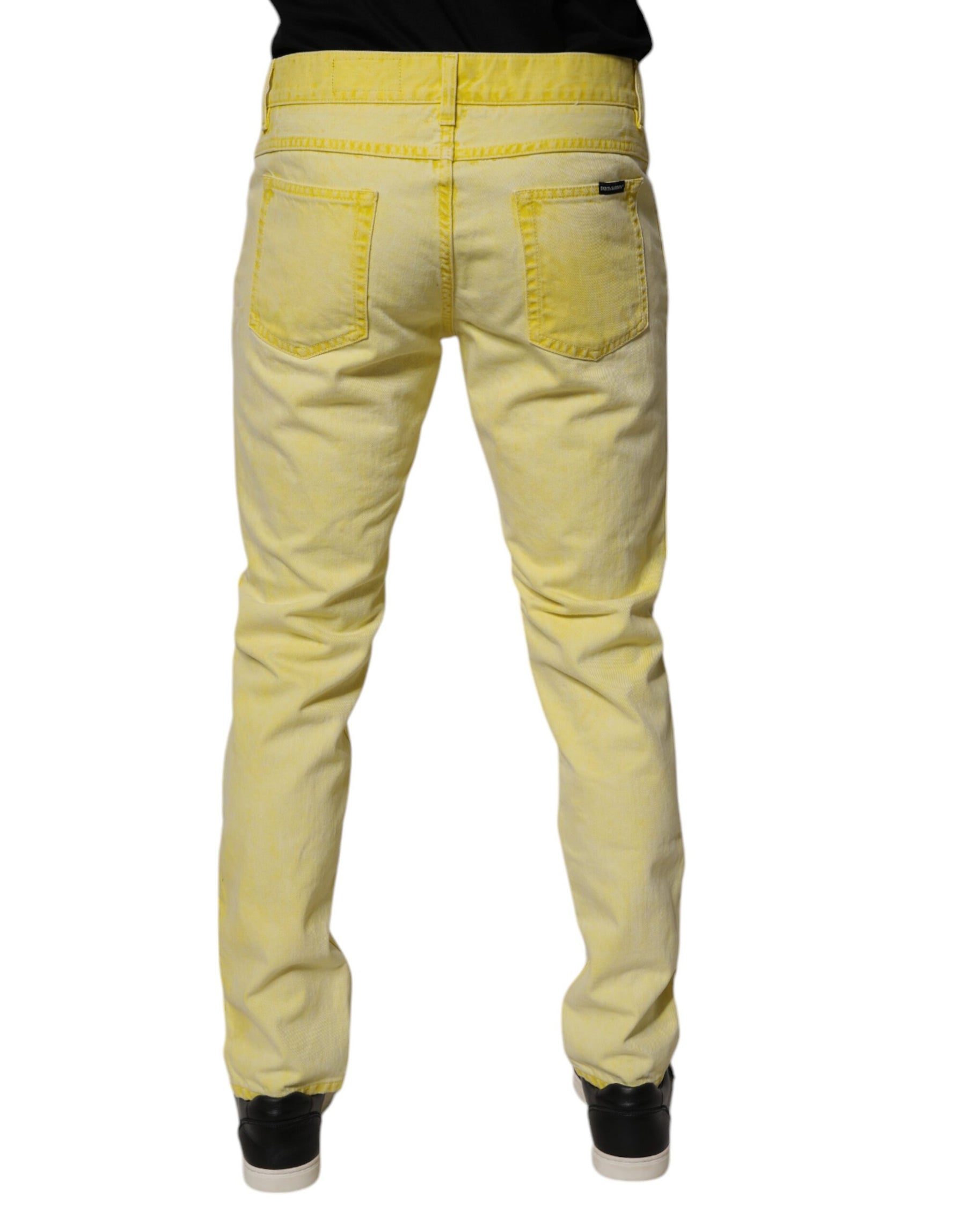 Dolce & Gabbana Yellow Cotton Stretch Skinny Men Denim Jeans | Regal Royce