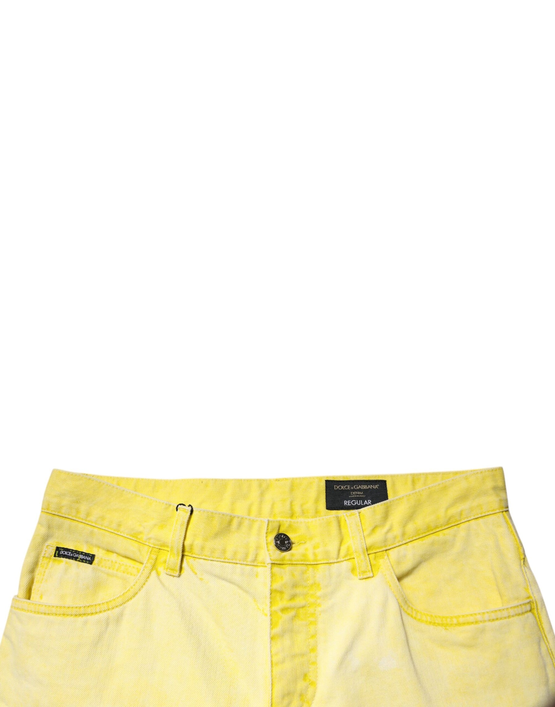 Dolce & Gabbana Yellow Cotton Stretch Skinny Men Denim Jeans | Regal Royce