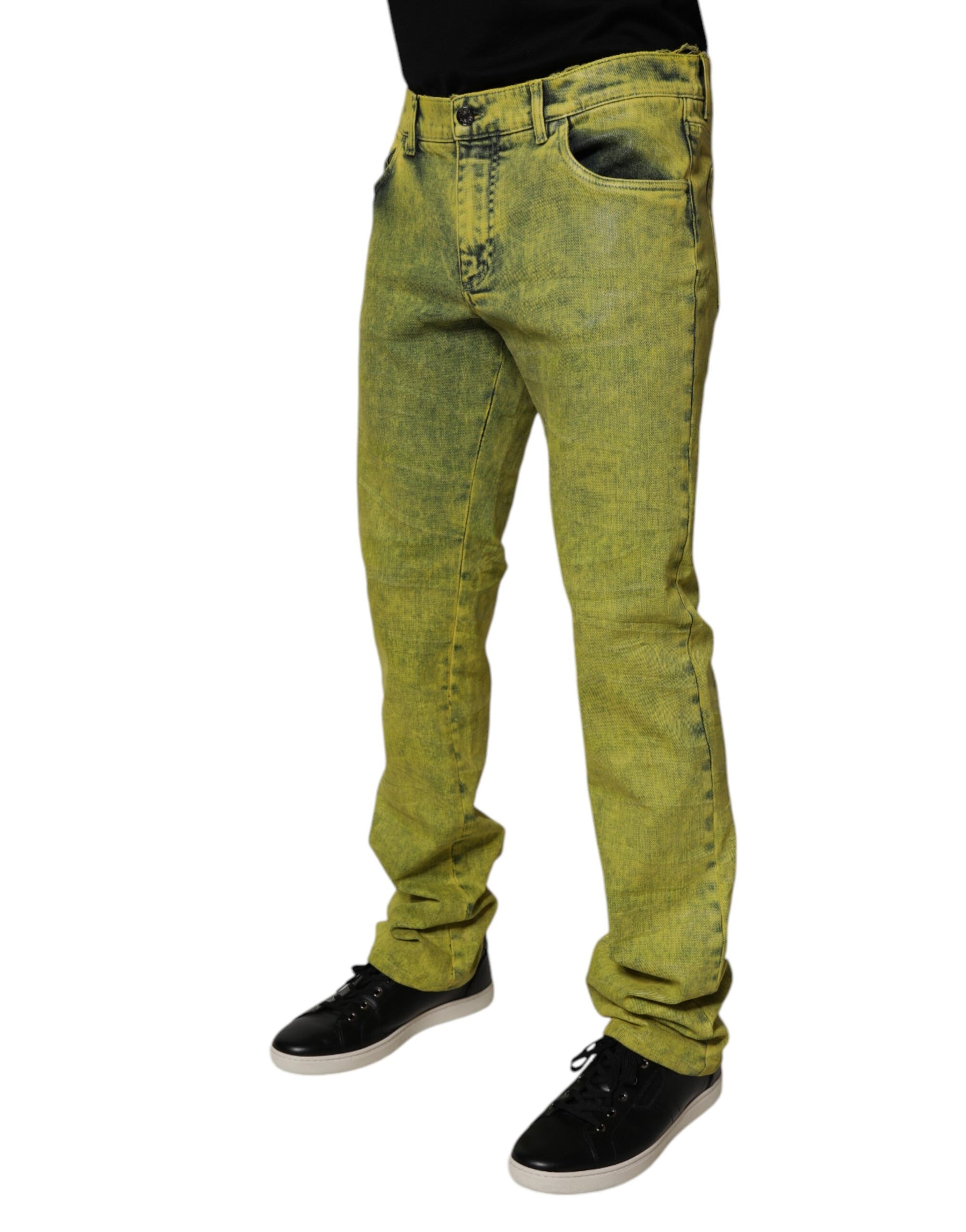 Dolce & Gabbana Yellow Cotton Stretch Skinny Men Denim Jeans | Regal Royce