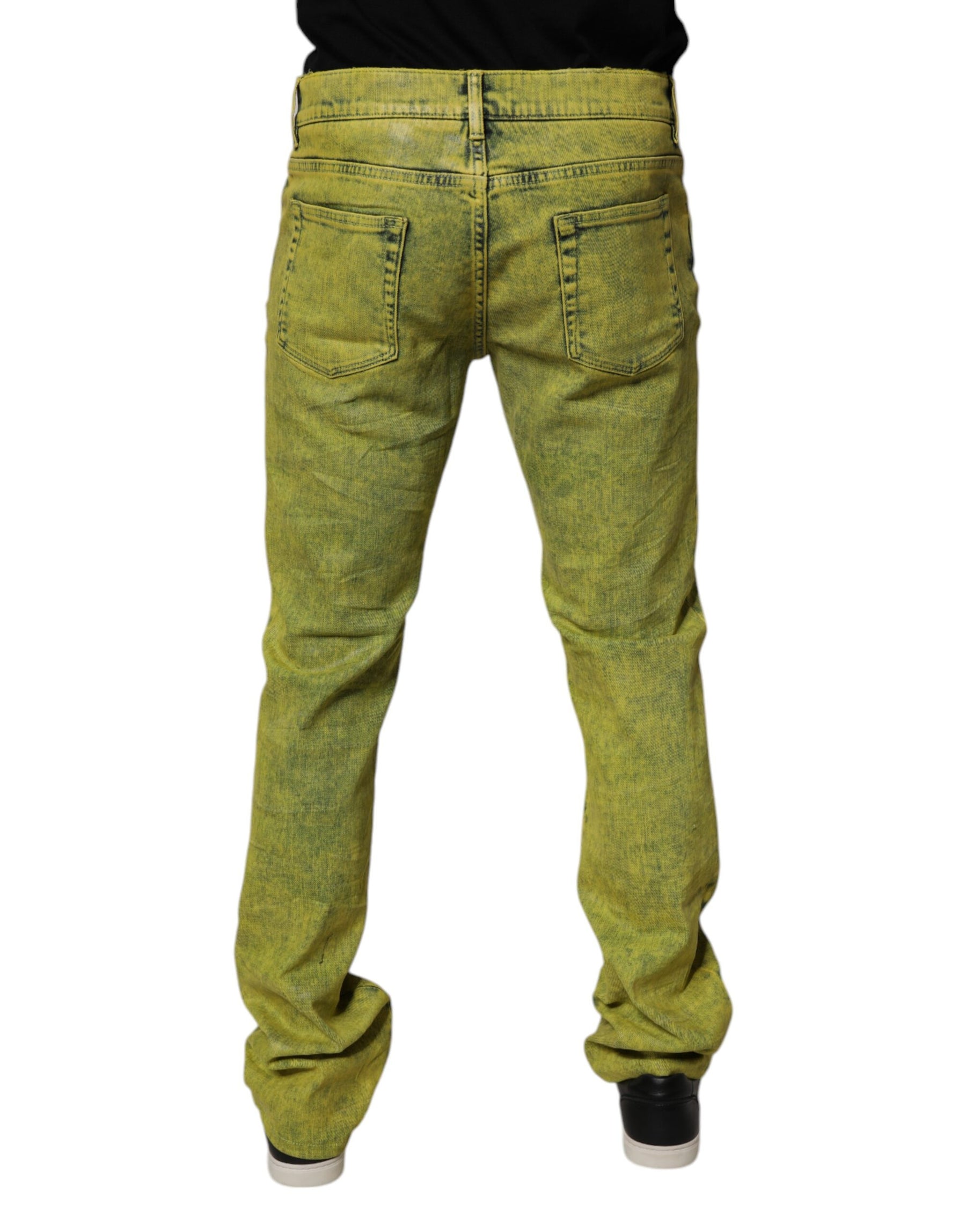 Dolce & Gabbana Yellow Cotton Stretch Skinny Men Denim Jeans | Regal Royce