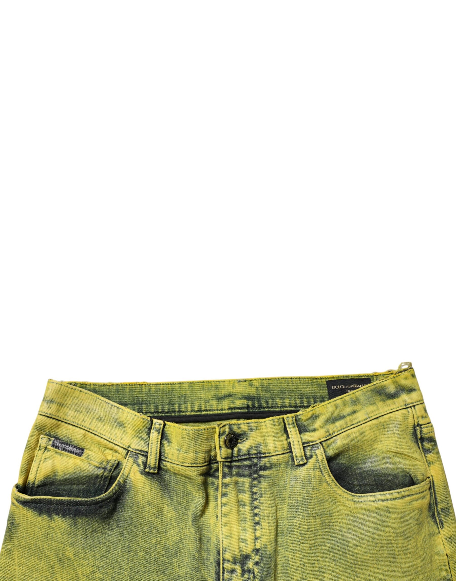 Dolce & Gabbana Yellow Cotton Stretch Skinny Men Denim Jeans | Regal Royce