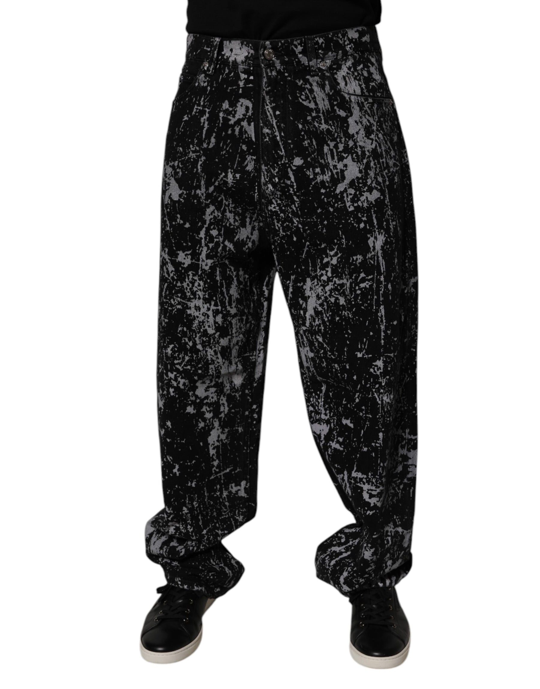 Dolce & Gabbana Black Tie Dye Cotton Straight Men Denim Jeans | Regal Royce