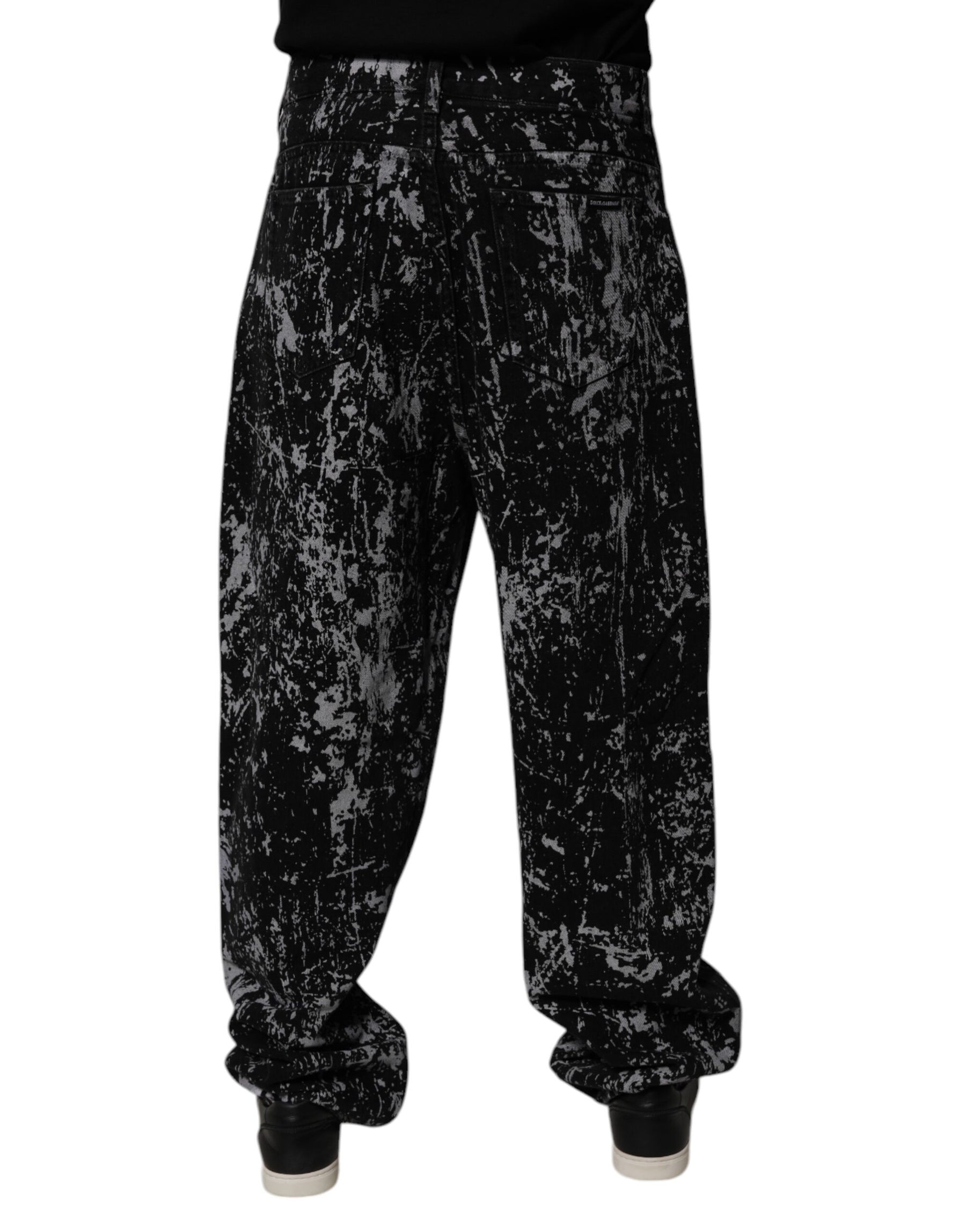 Dolce & Gabbana Black Tie Dye Cotton Straight Men Denim Jeans | Regal Royce