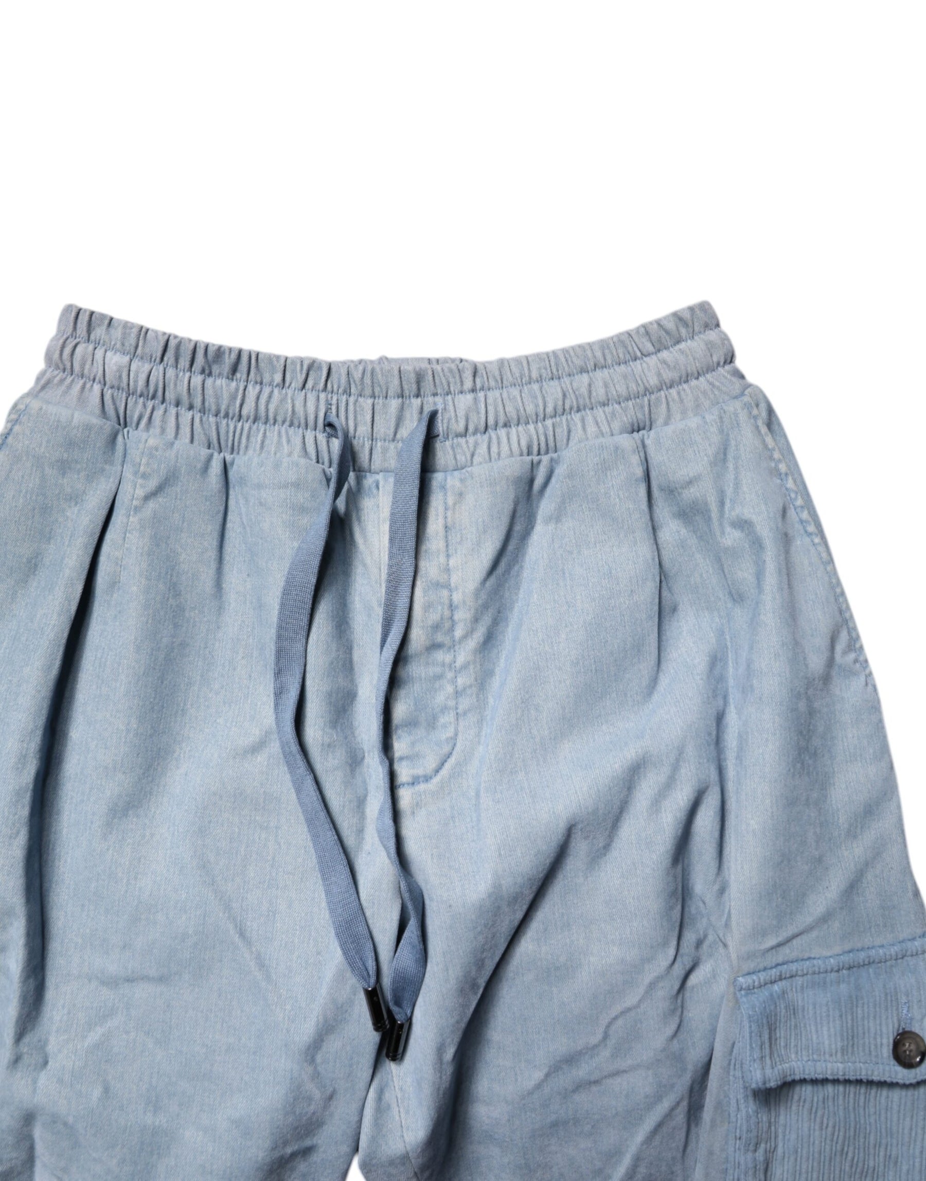 Dolce & Gabbana Light Blue Cotton Jogger Cargo Men Denim Pants | Regal Royce