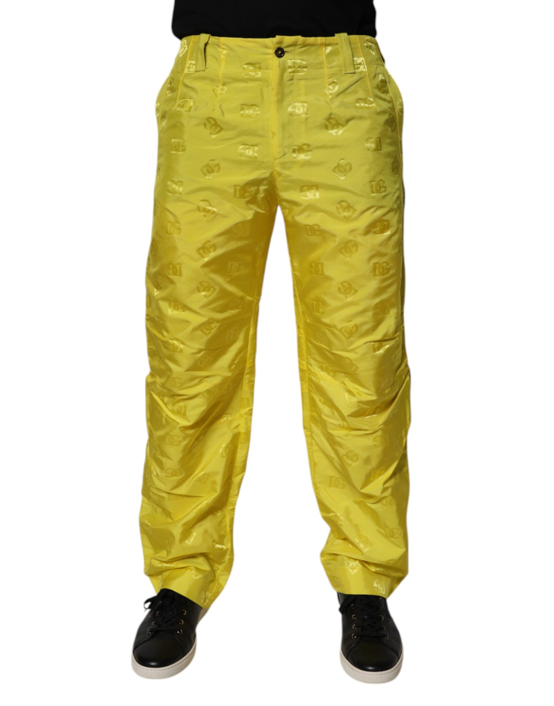 Dolce & Gabbana Yellow DG Monogram Polyester Straight Pants | Regal Royce