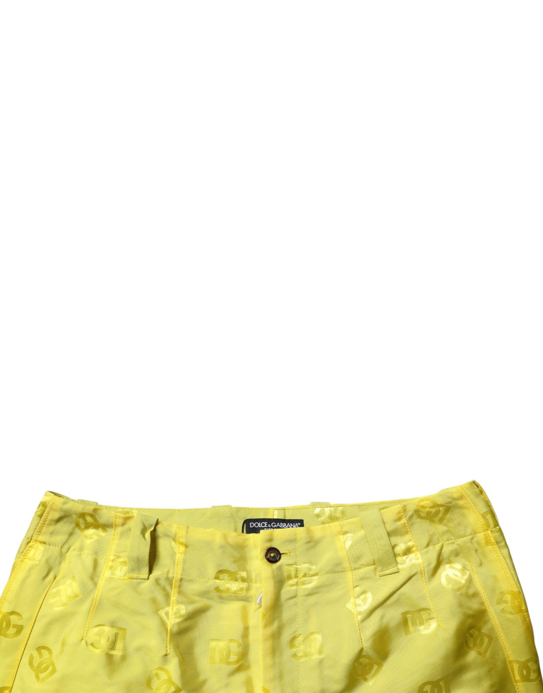 Dolce & Gabbana Yellow DG Monogram Polyester Straight Pants | Regal Royce