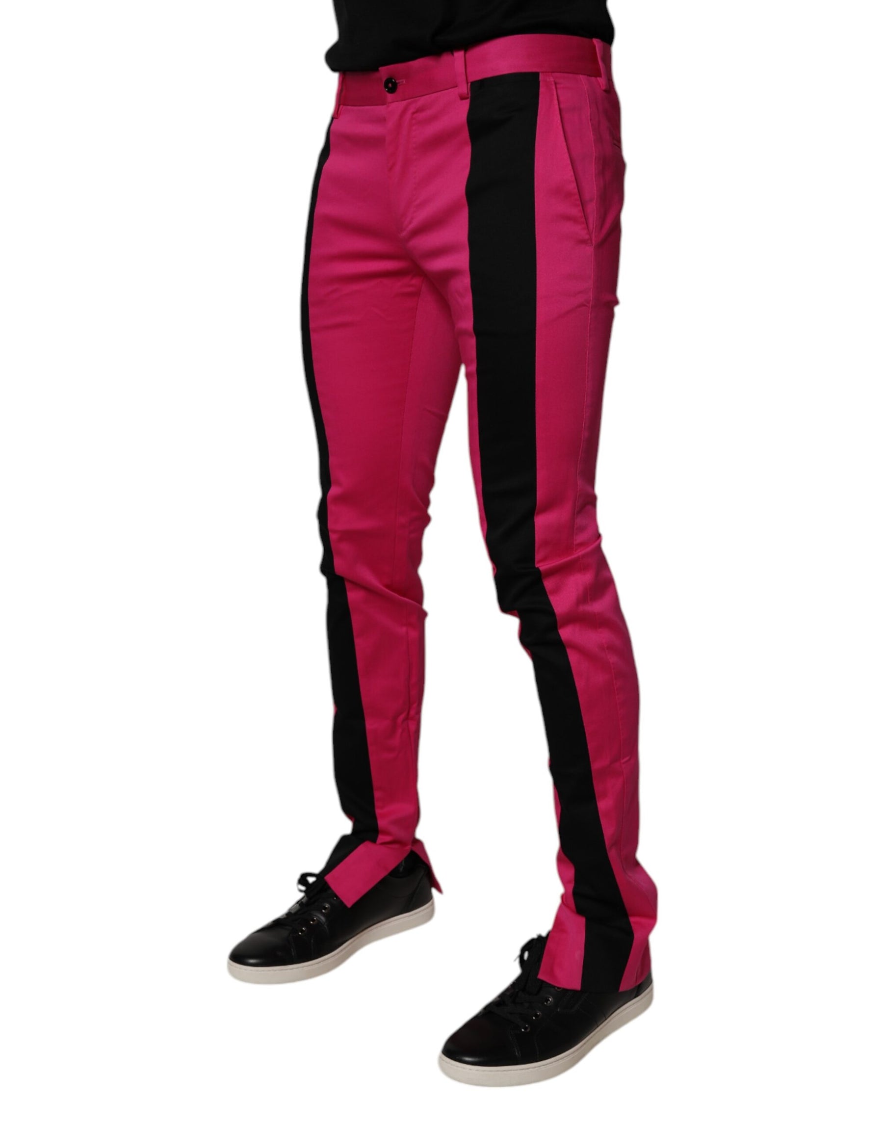 Dolce & Gabbana Pink Black Stripe Slim Fit Men Dress Pants | Regal Royce