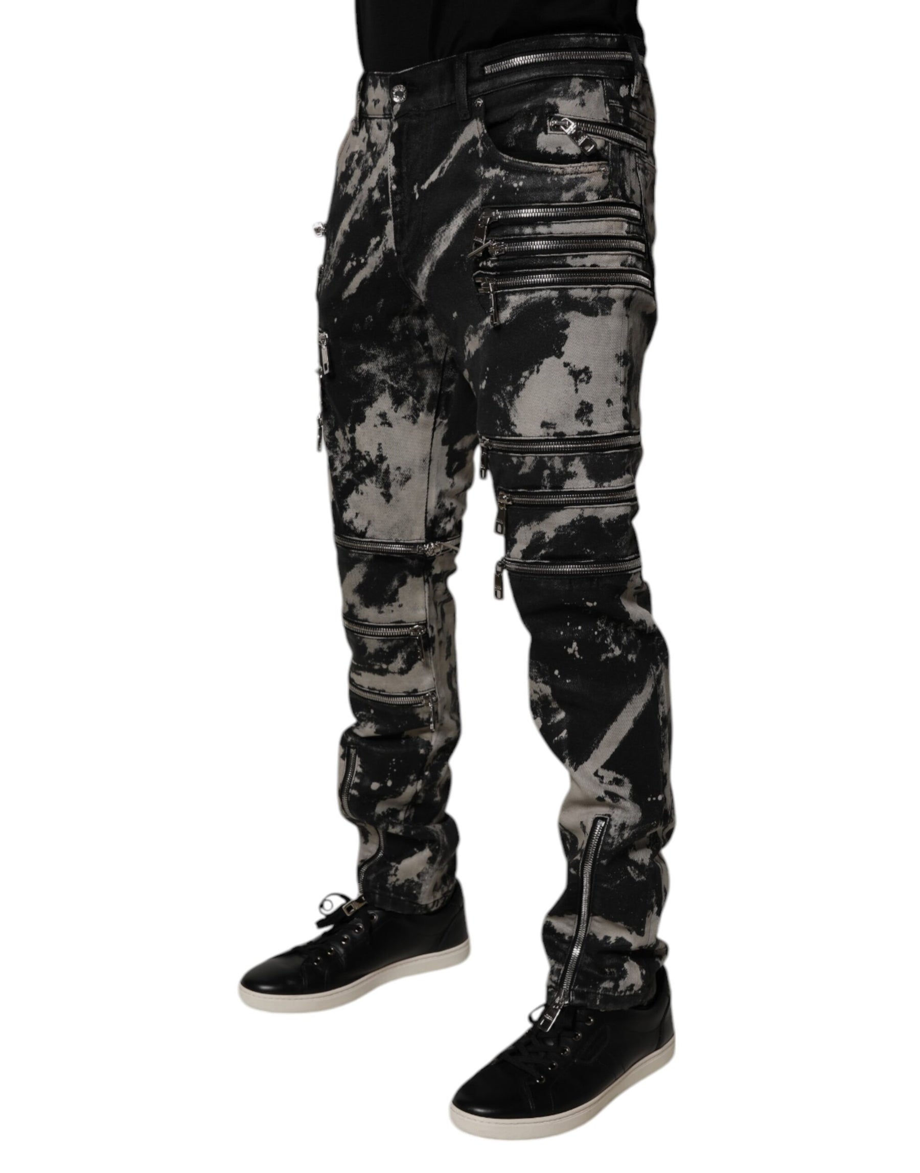 Dolce & Gabbana Black Tie Dye Cotton Skinny Zip Denim Jeans | Regal Royce