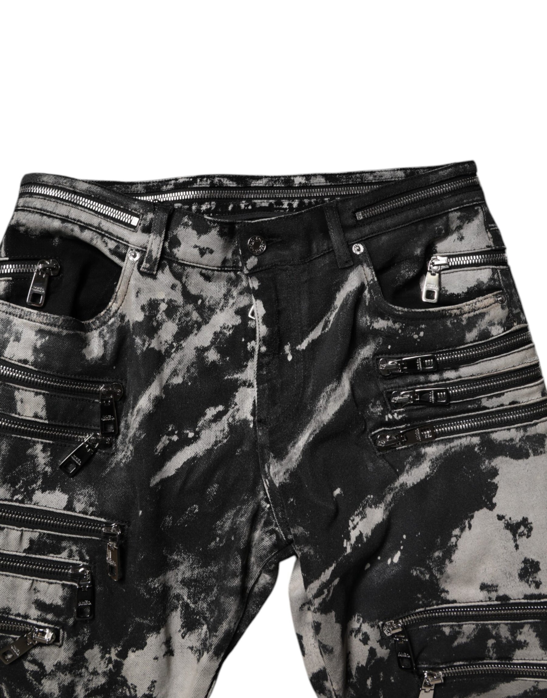 Dolce & Gabbana Black Tie Dye Cotton Skinny Zip Denim Jeans | Regal Royce