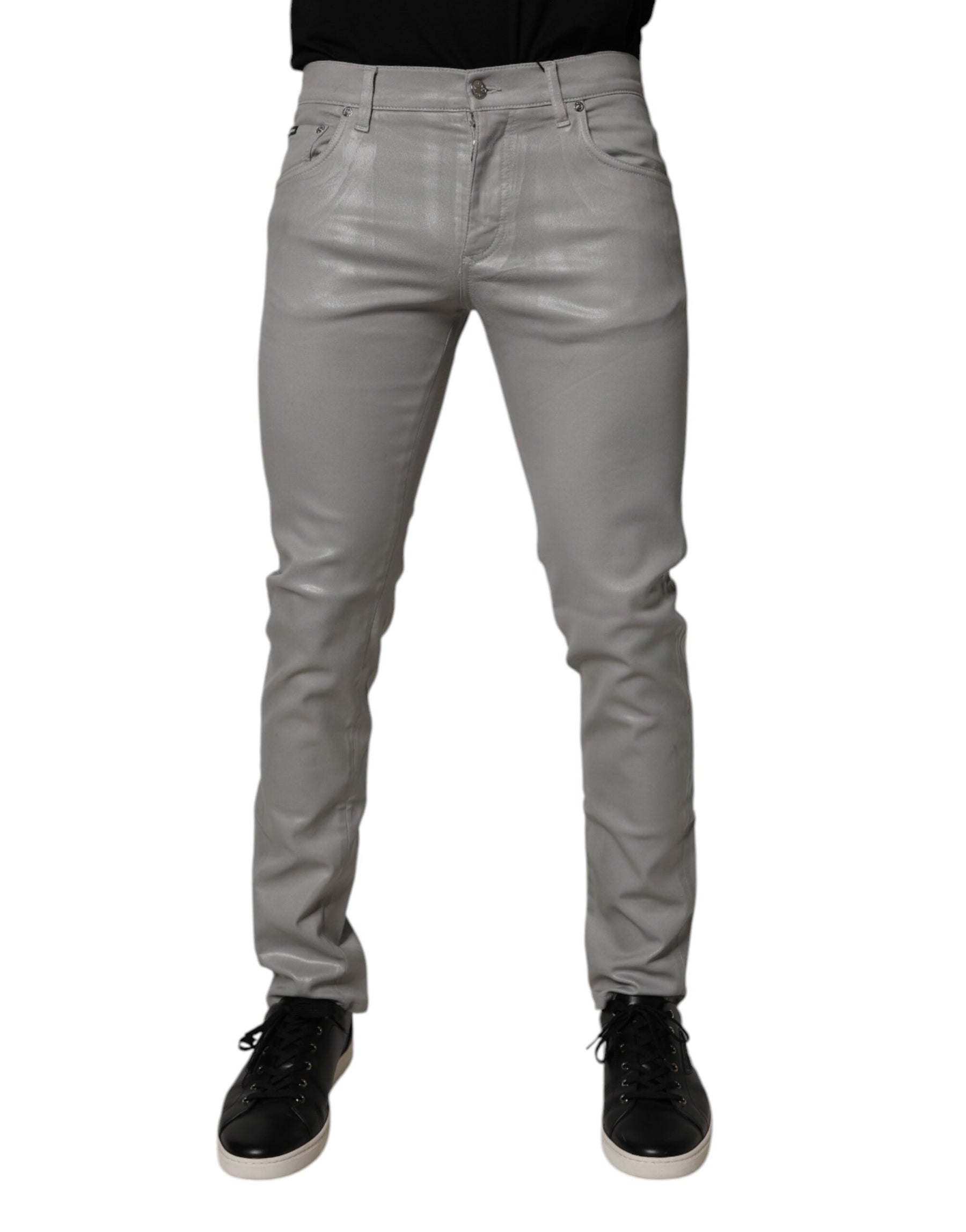 Dolce & Gabbana Gray Cotton Stretch Men Slim Fit Denim Jeans | Regal Royce