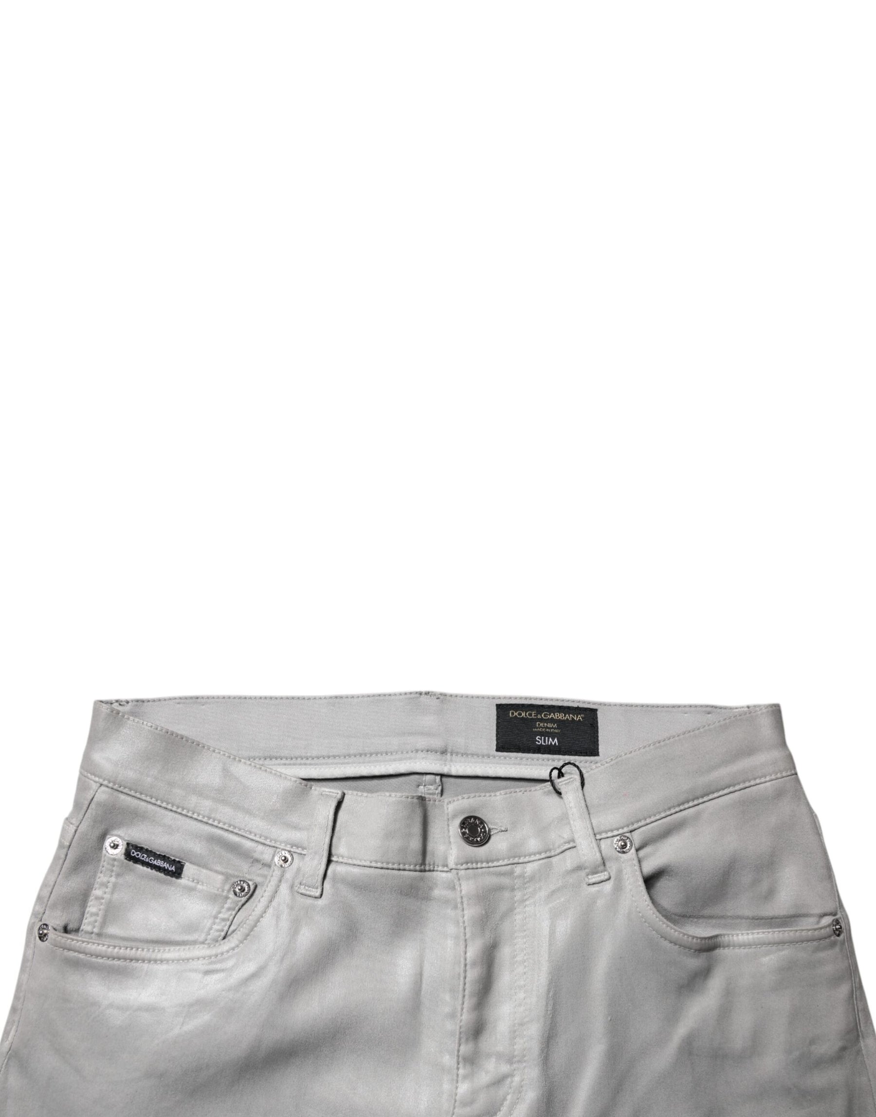 Dolce & Gabbana Gray Cotton Stretch Men Slim Fit Denim Jeans | Regal Royce