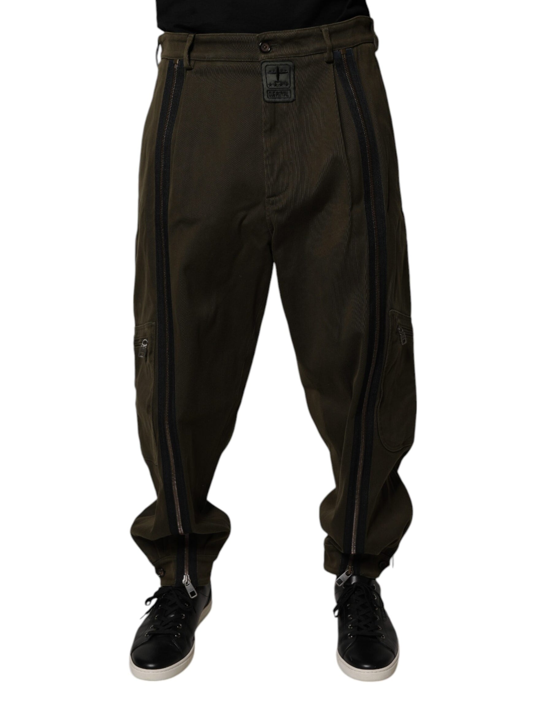 Dolce & Gabbana Dark Brown Cotton Jogger Cargo Pants | Regal Royce