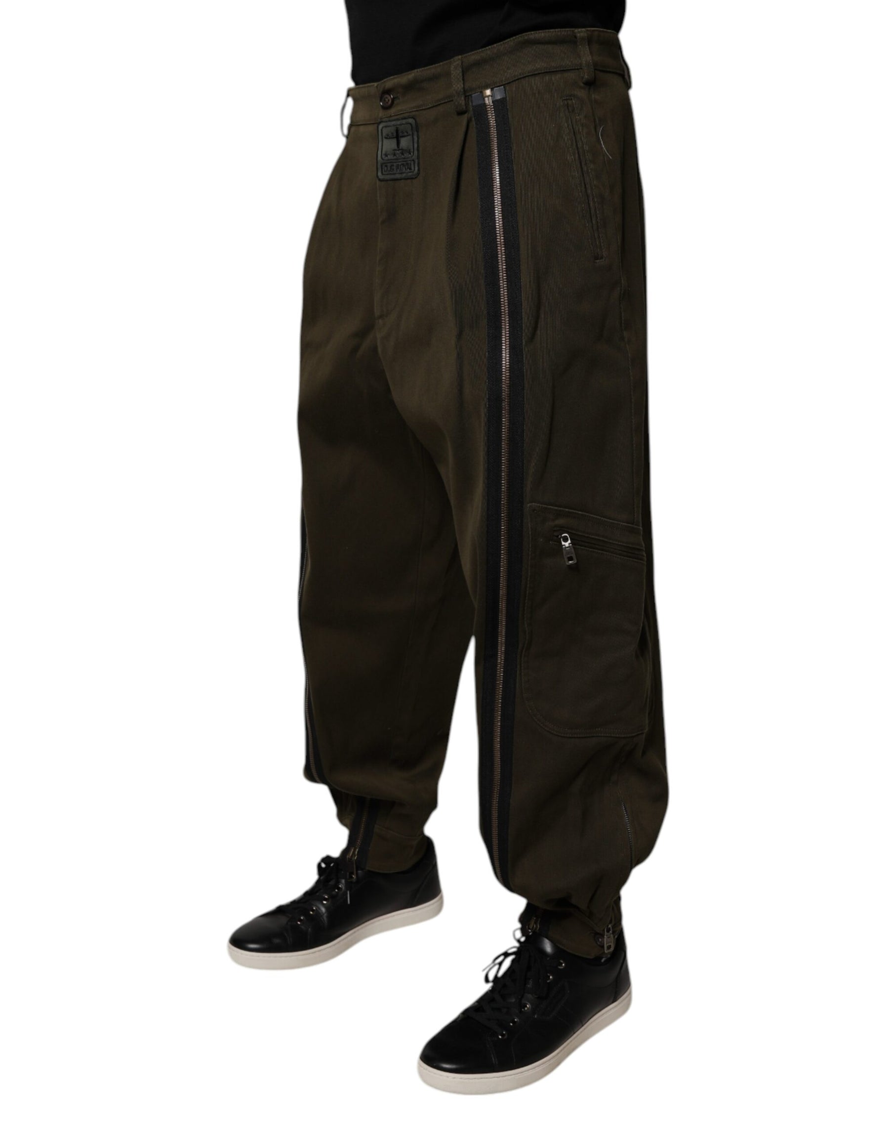 Dolce & Gabbana Dark Brown Cotton Jogger Cargo Pants | Regal Royce