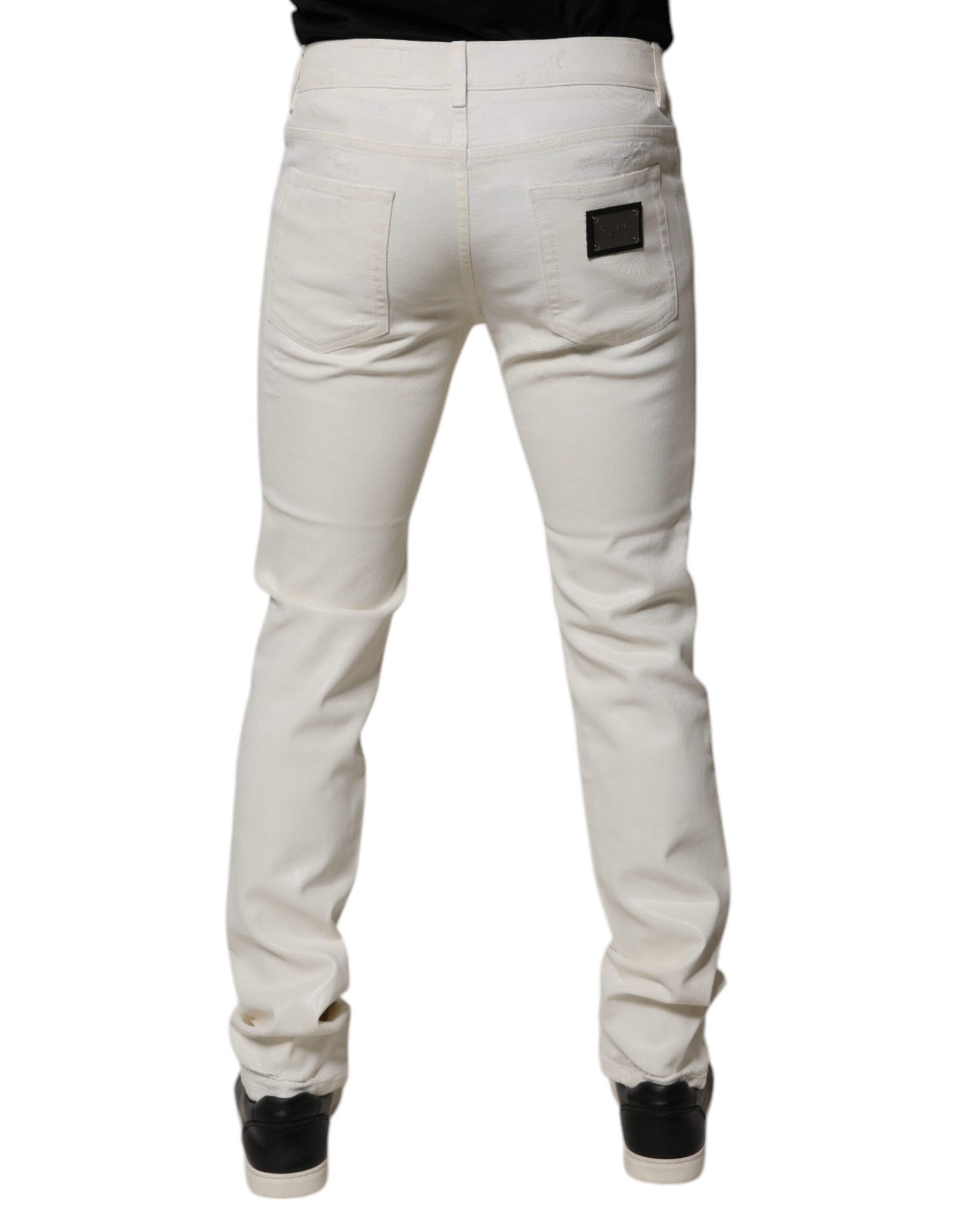 Dolce & Gabbana Off White Cotton Stretch Skinny Denim Jeans | Regal Royce