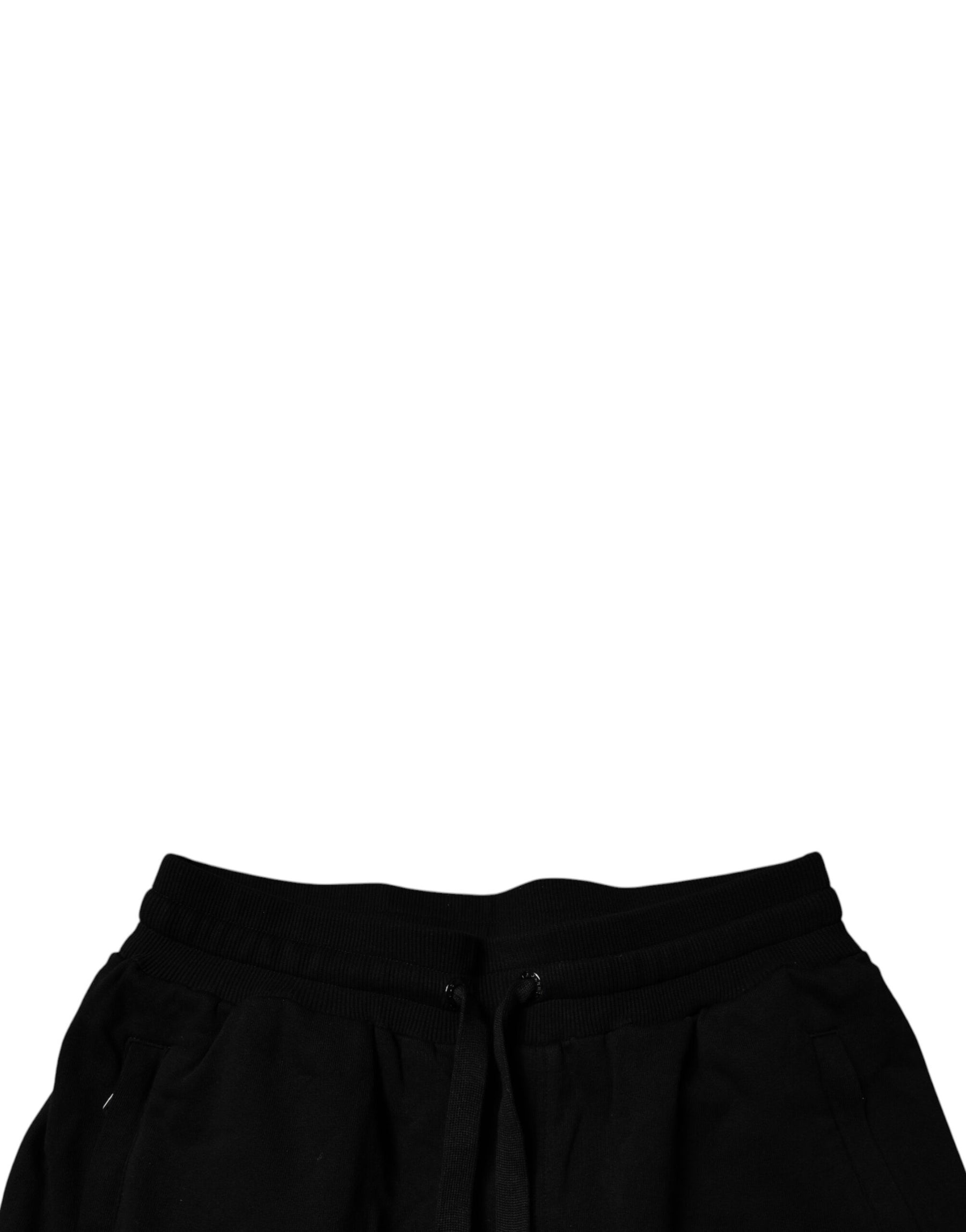 Dolce & Gabbana Black Cotton Mid Waist Jogger Sweatpants Pants | Regal Royce