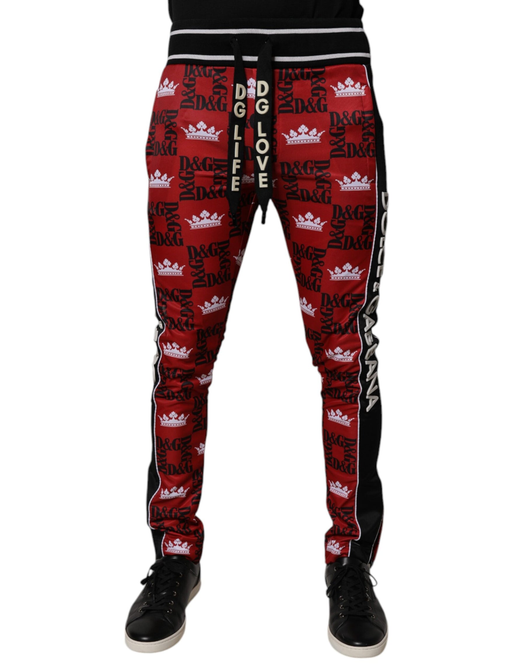 Dolce & Gabbana Red Crown Logo Monogram Men Sweatpants Pants | Regal Royce