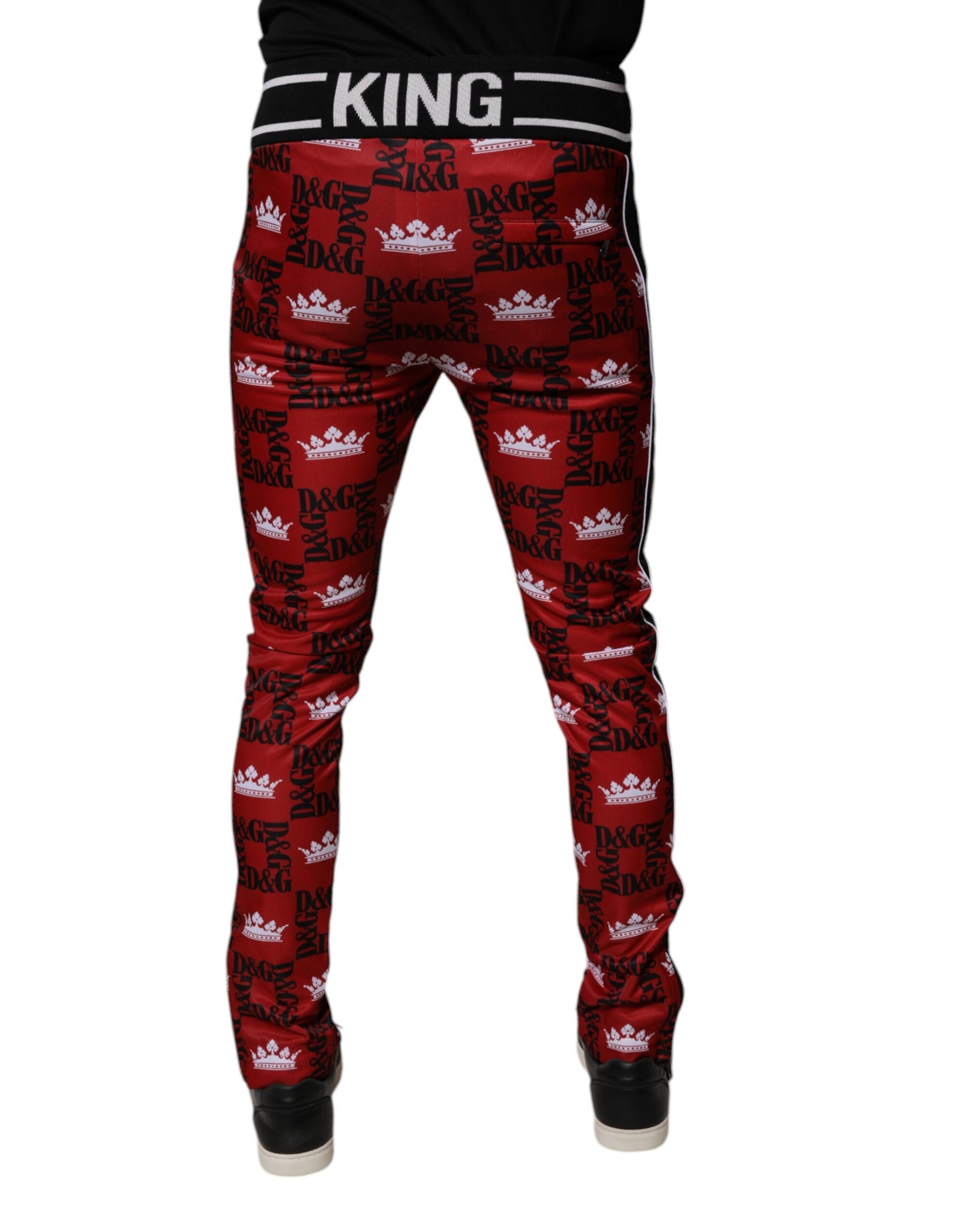 Dolce & Gabbana Red Crown Logo Monogram Men Sweatpants Pants | Regal Royce