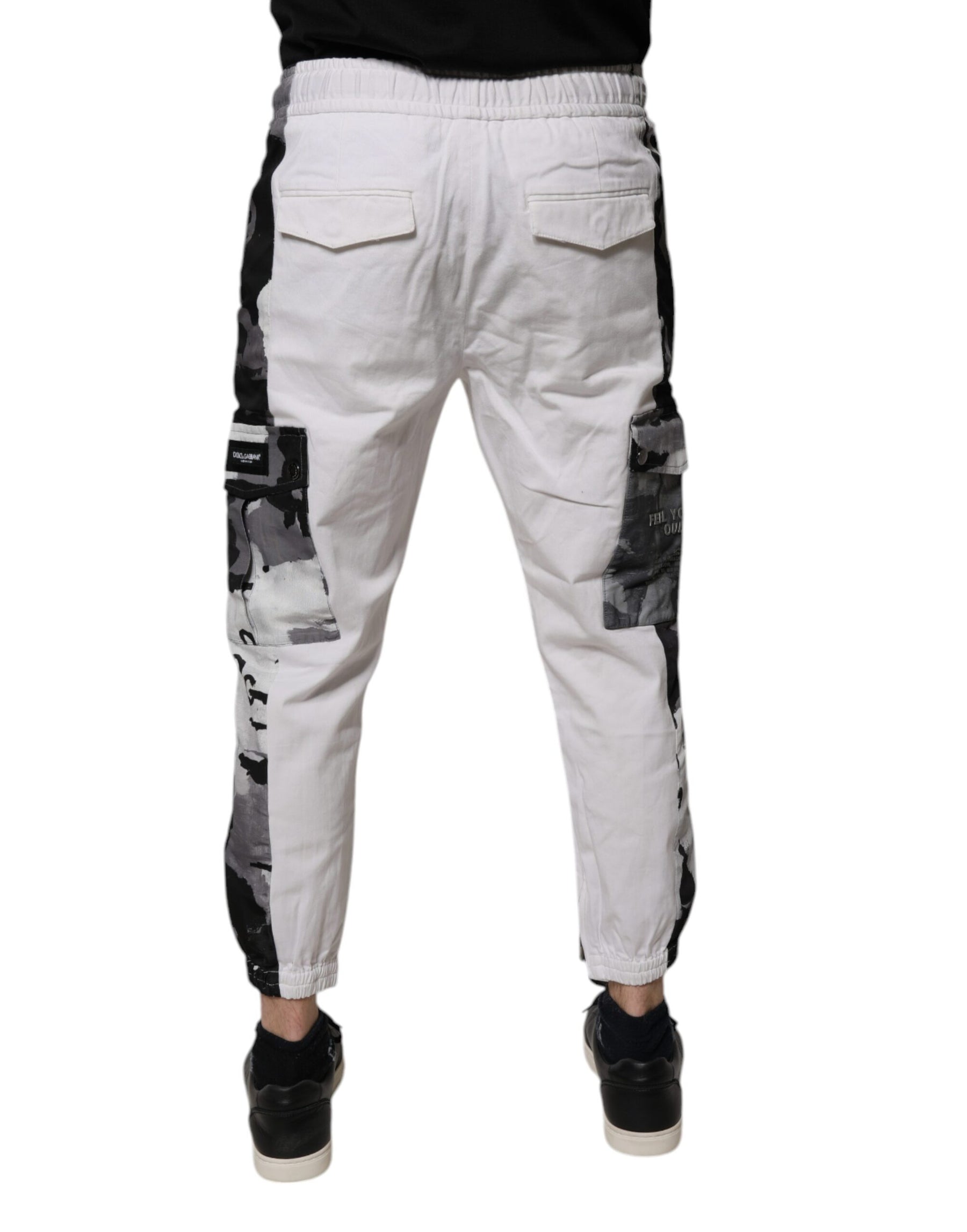 Dolce & Gabbana White Cotton Cargo Jogger Sweatpants Pants | Regal Royce