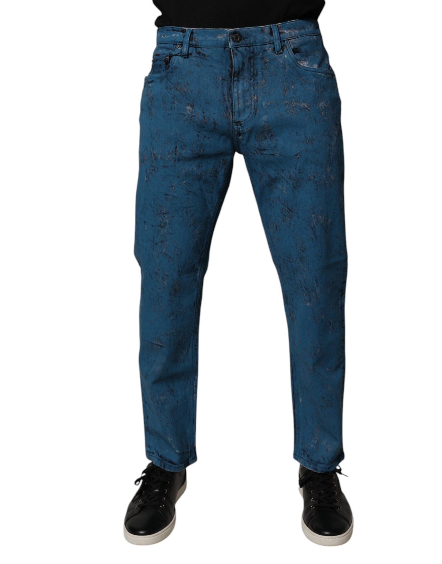 Dolce & Gabbana Blue Tie Dye Cotton Skinny Men Denim Jeans | Regal Royce