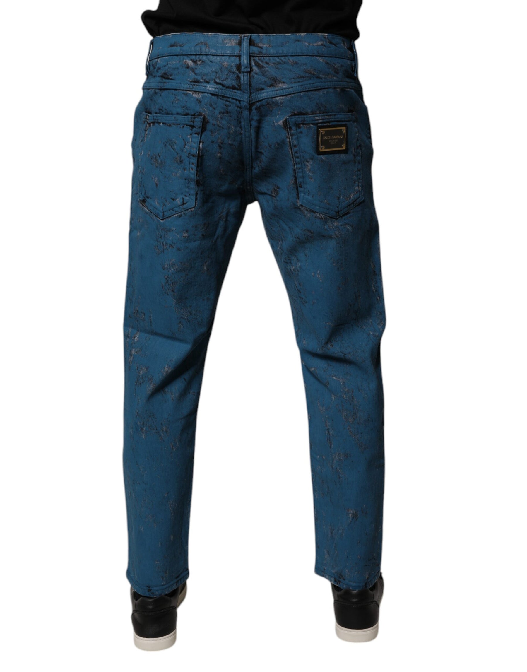 Dolce & Gabbana Blue Tie Dye Cotton Skinny Men Denim Jeans | Regal Royce