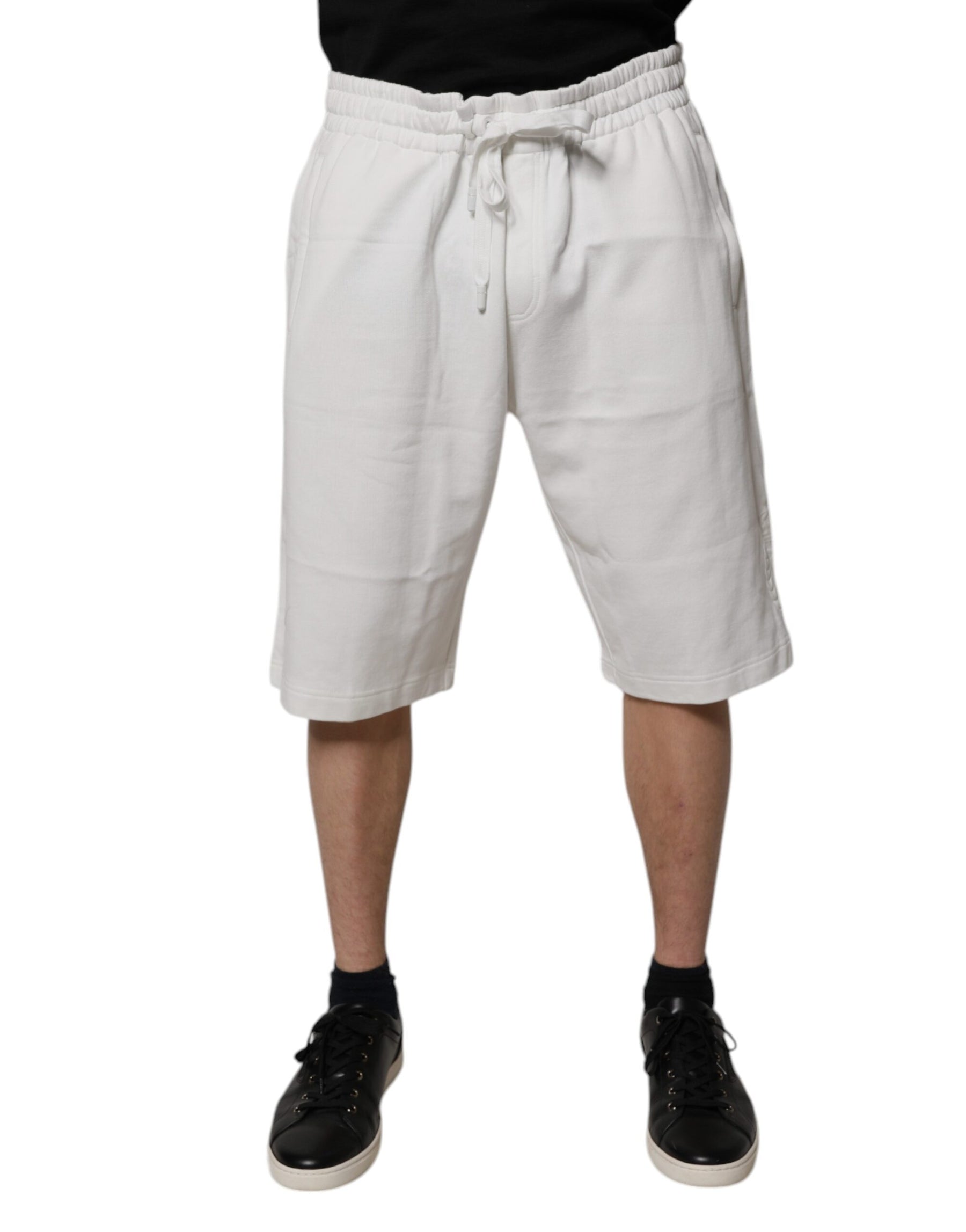 Dolce & Gabbana White Cotton Sweatshorts Men Bermuda Shorts | Regal Royce